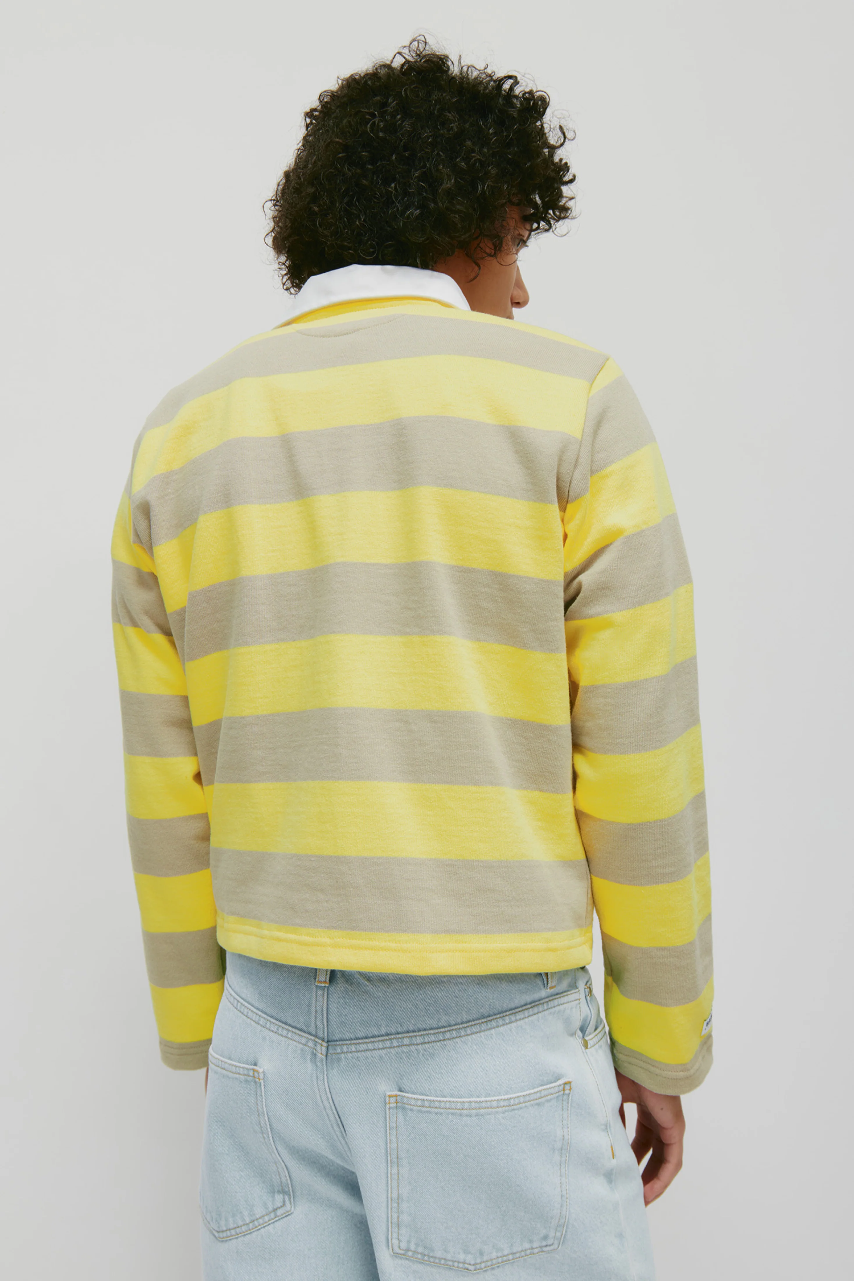 Shrunken Rugby Shirt in Lemon/Taupe - Image 7