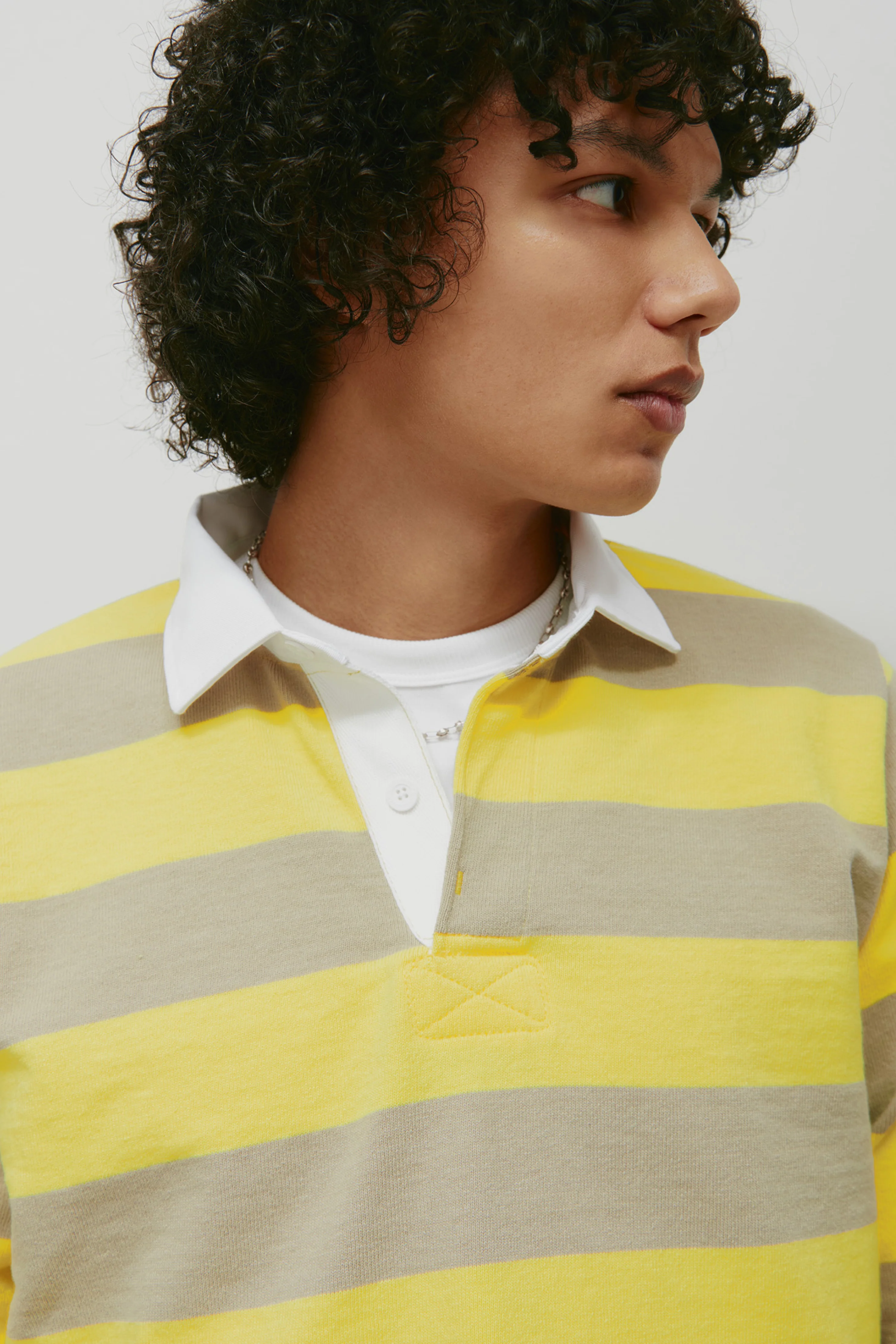 Shrunken Rugby Shirt in Lemon/Taupe - Image 9