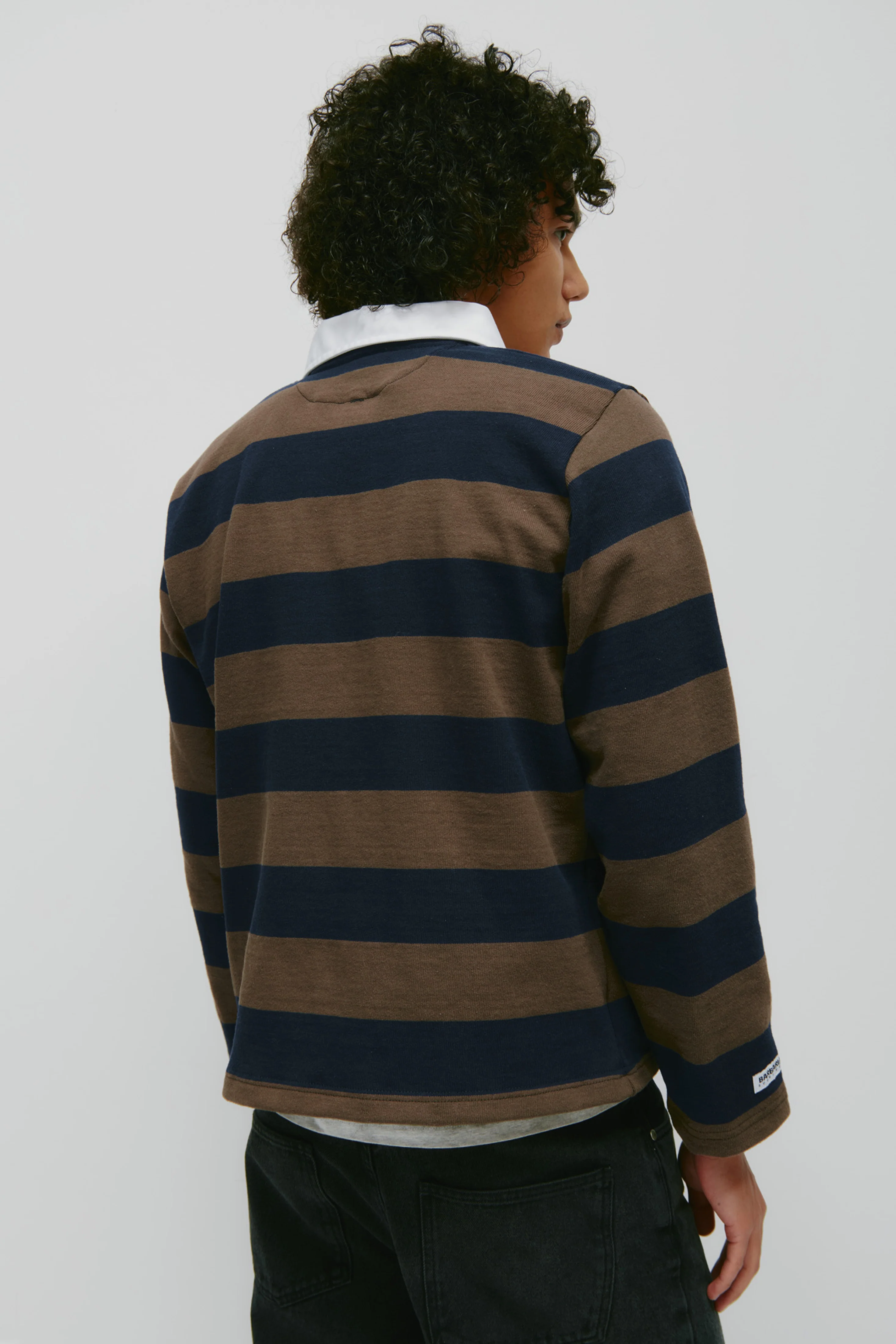Shrunken Rugby Shirt in Navy/Moss - Image 7