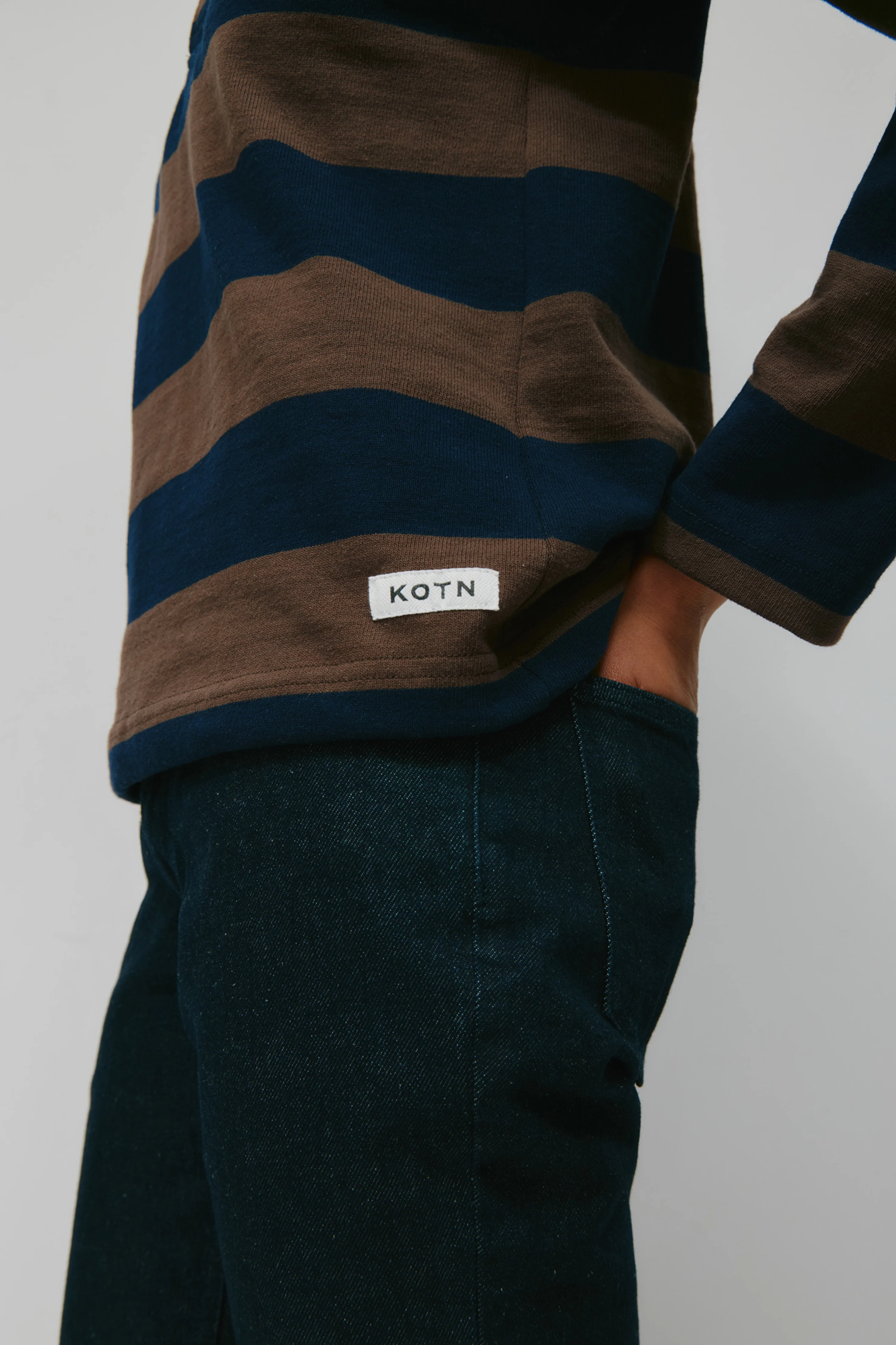 Shrunken Rugby Shirt in Navy/Moss - Image 8