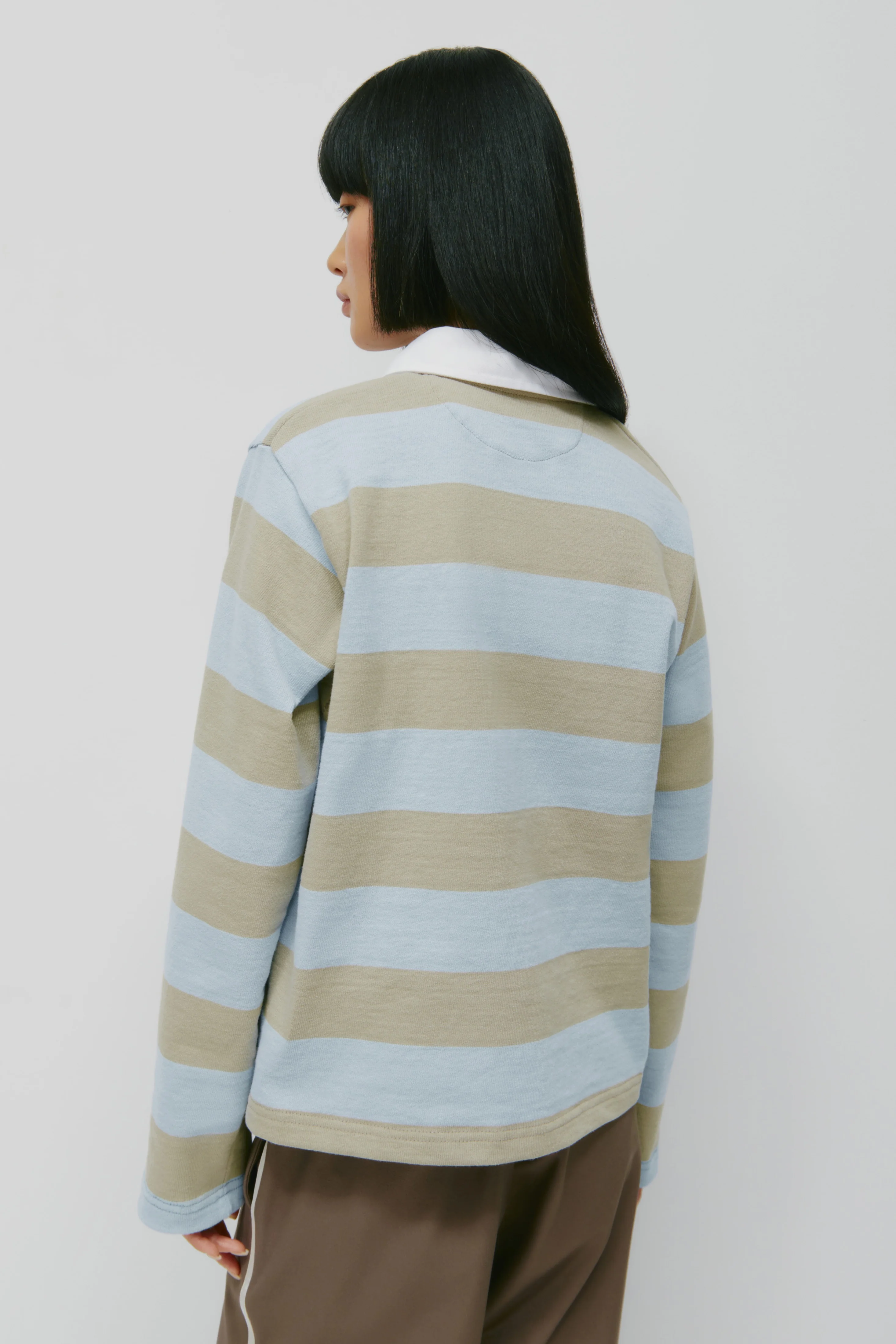 Shrunken Rugby Shirt in Taupe/Powder - Image 4