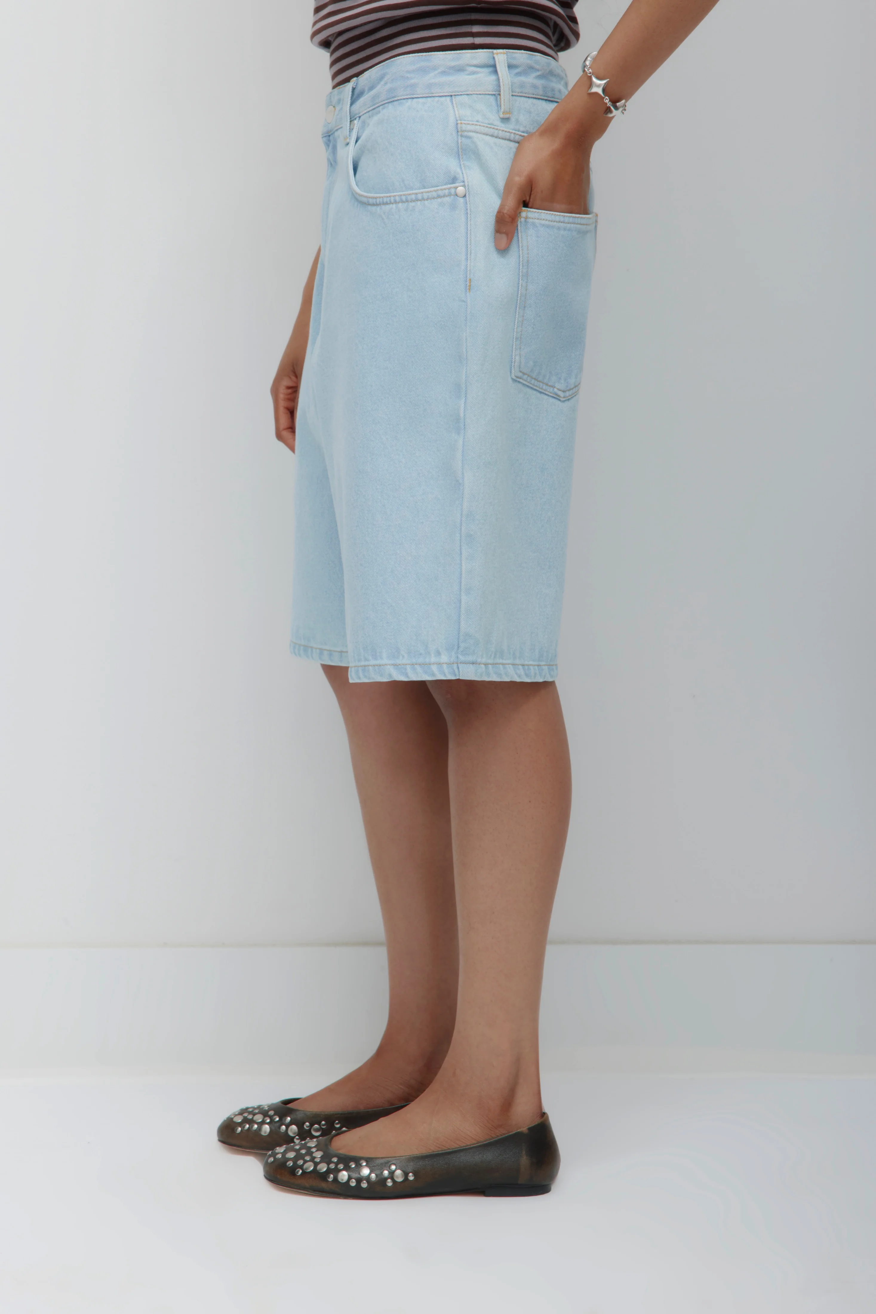 Antifit Denim Shorts in Light Wash - Image 5