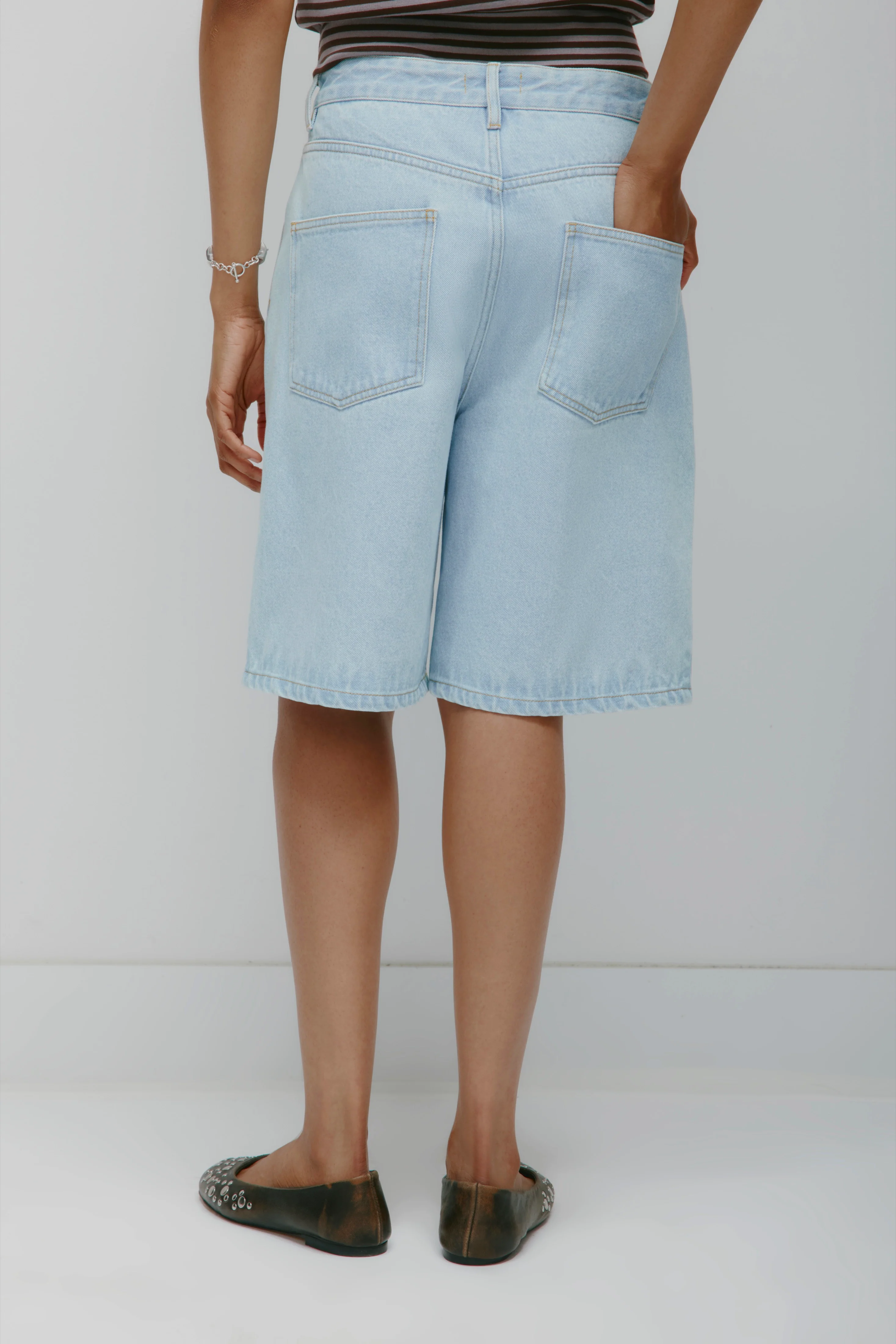 Antifit Denim Shorts in Light Wash - Image 7