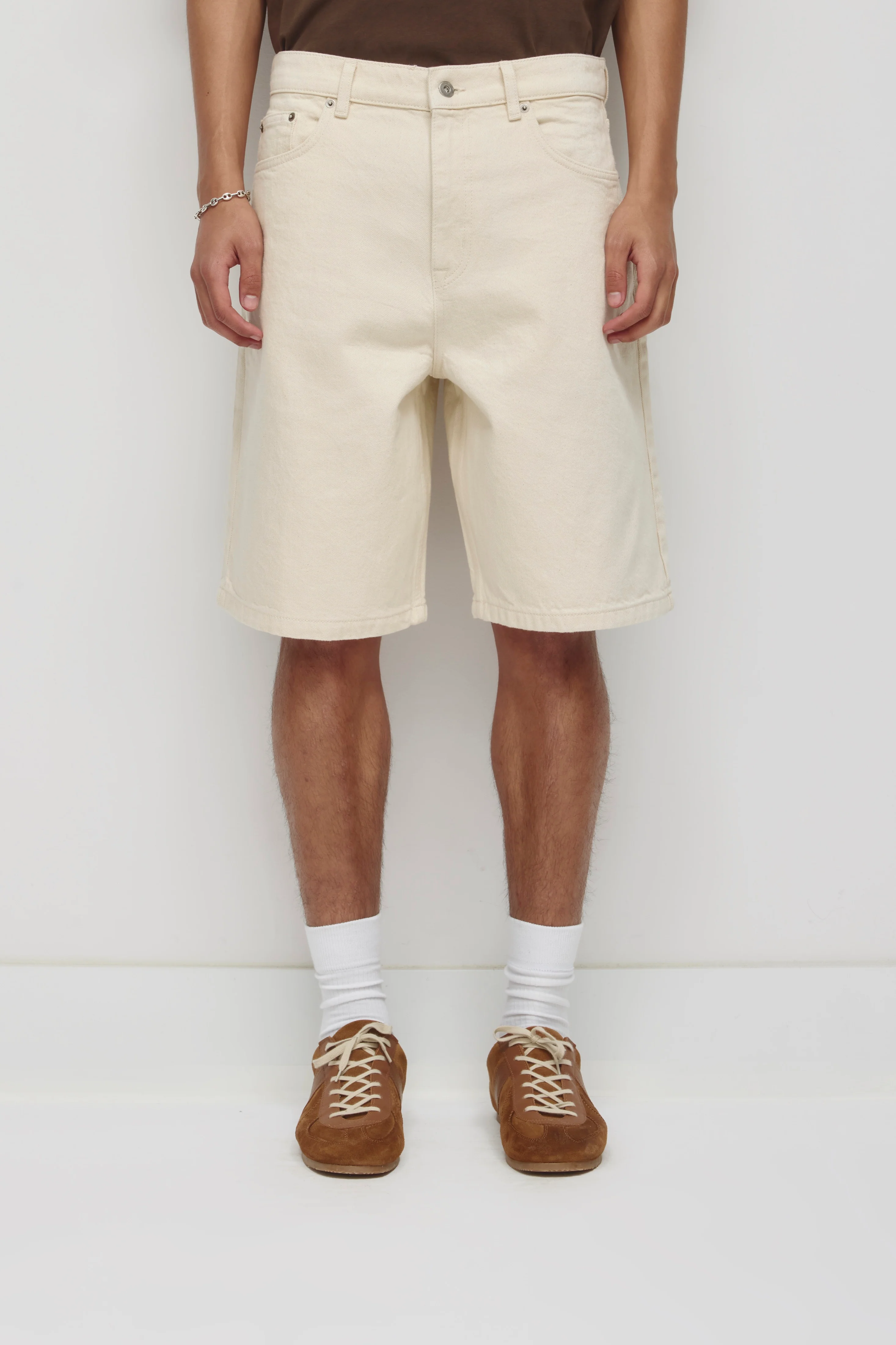 Unisex Antifit Denim Shorts in Natural - Image 3