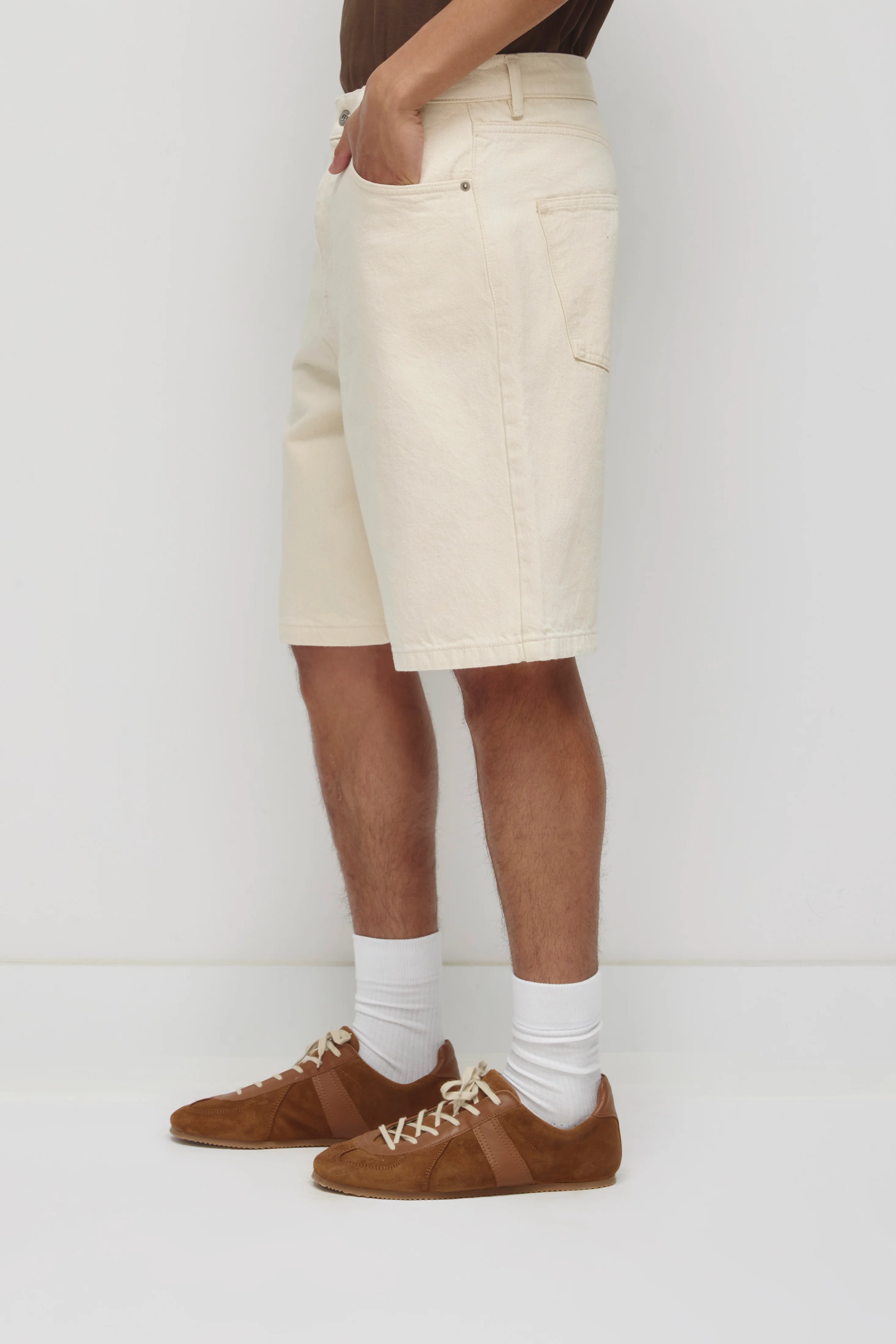 Unisex Antifit Denim Shorts in Natural - Image 6