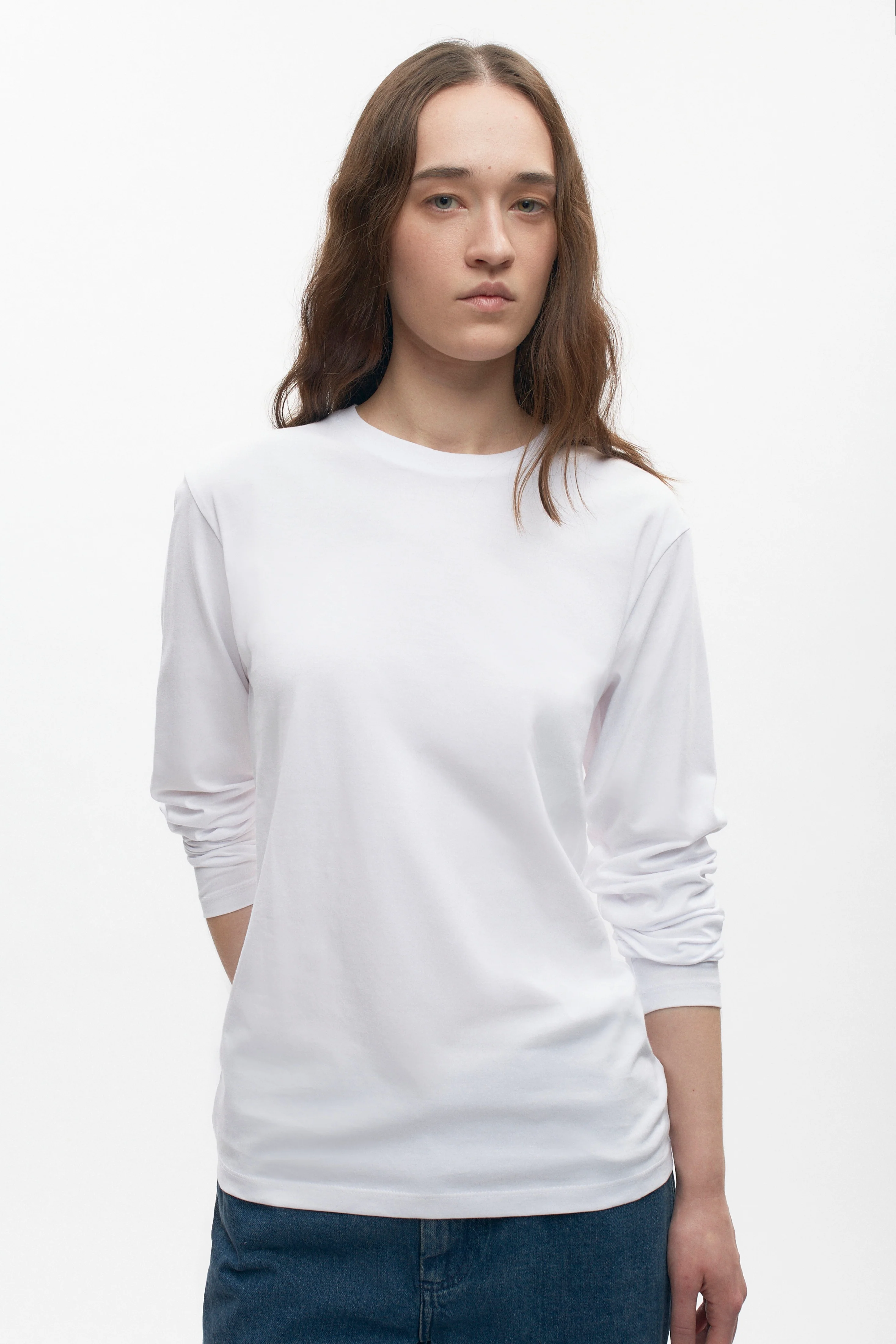 Unisex Crew Longsleeve in White - Image 2