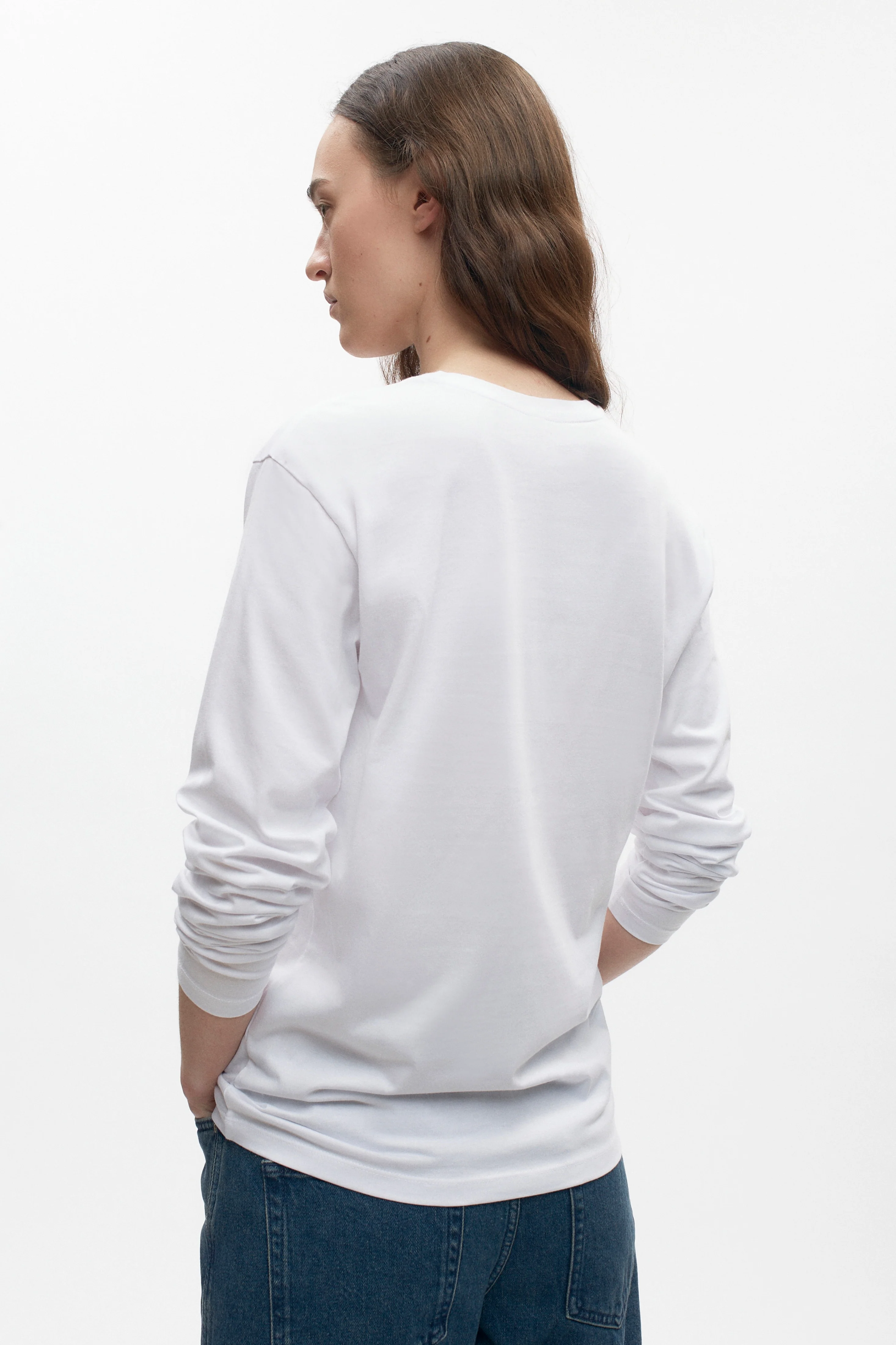 Unisex Crew Longsleeve in White - Image 4