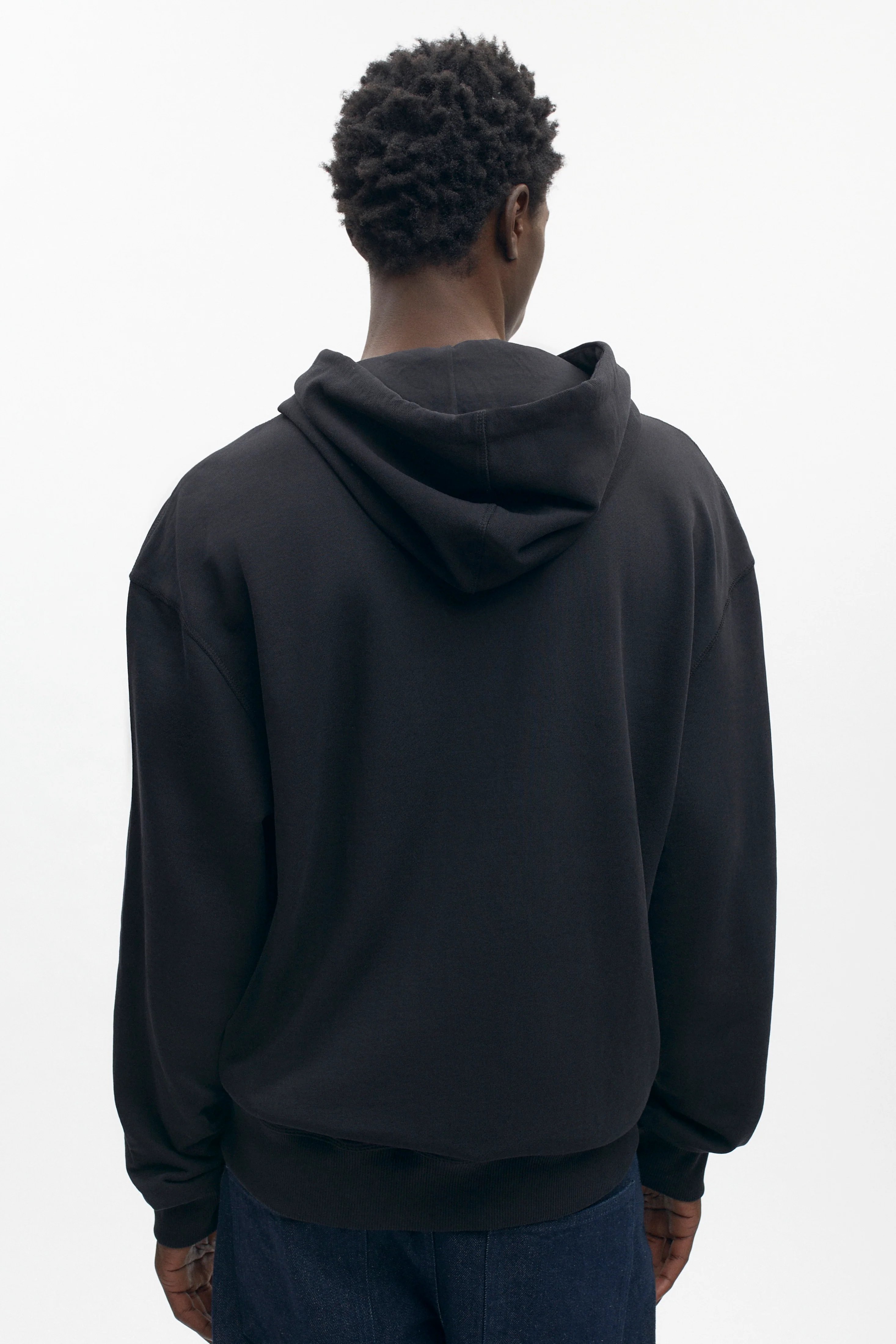 Unisex Drawstring Hoodie in Black - Image 3
