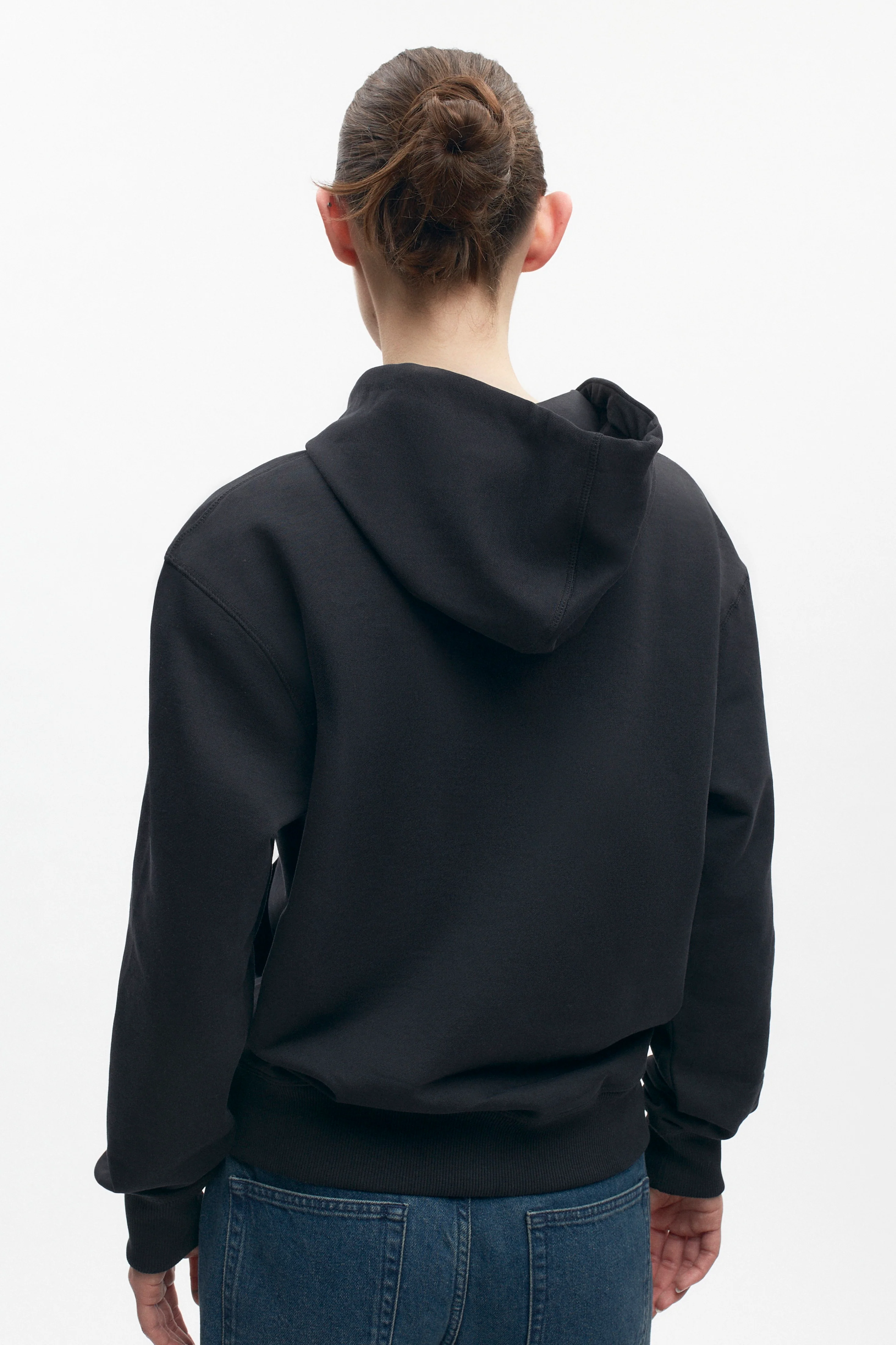 Unisex Drawstring Hoodie in Black - Image 4