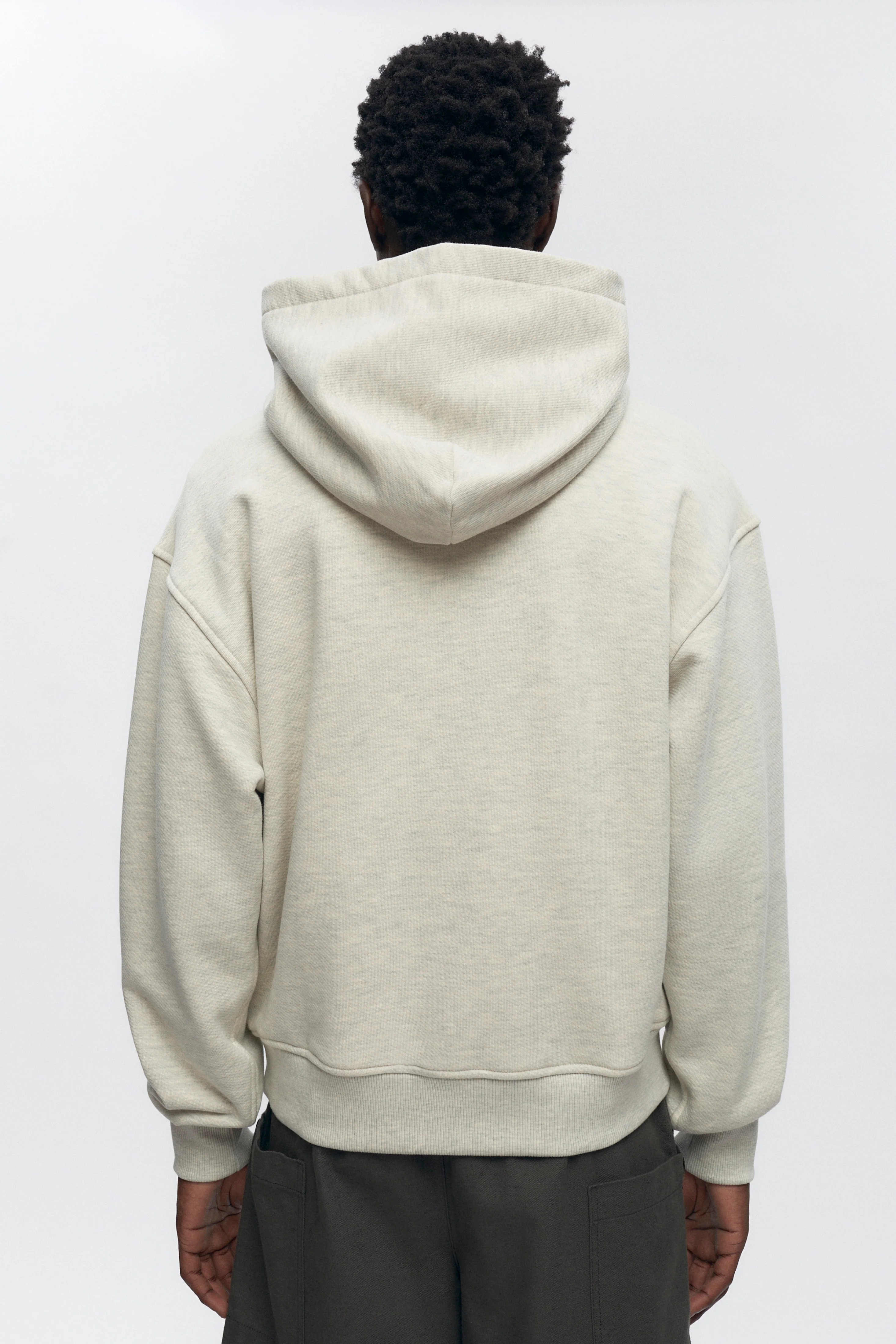 Unisex French Terry Hoodie in Oat Melange - Image 3