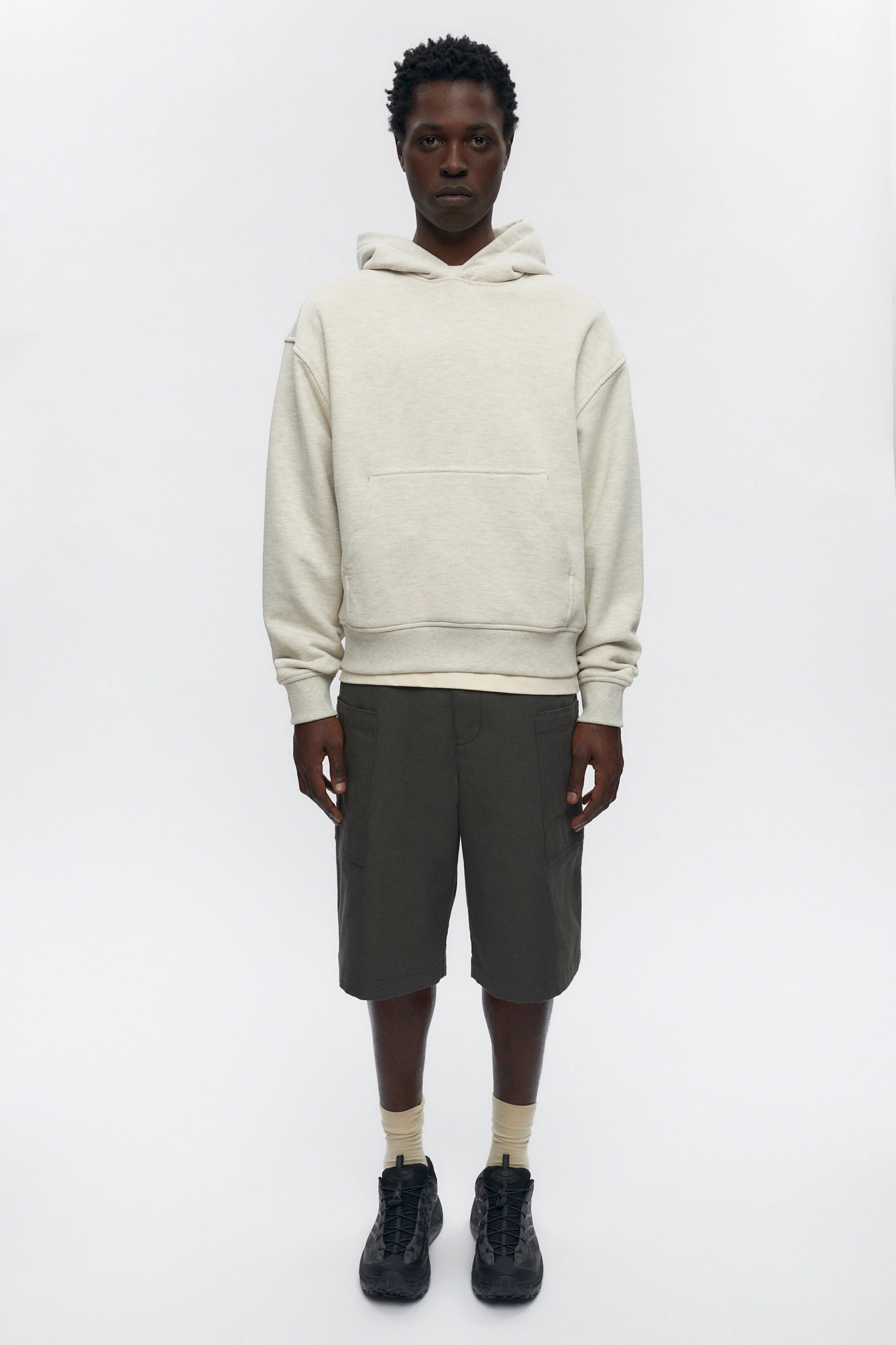 Unisex French Terry Hoodie in Oat Melange - Image 4