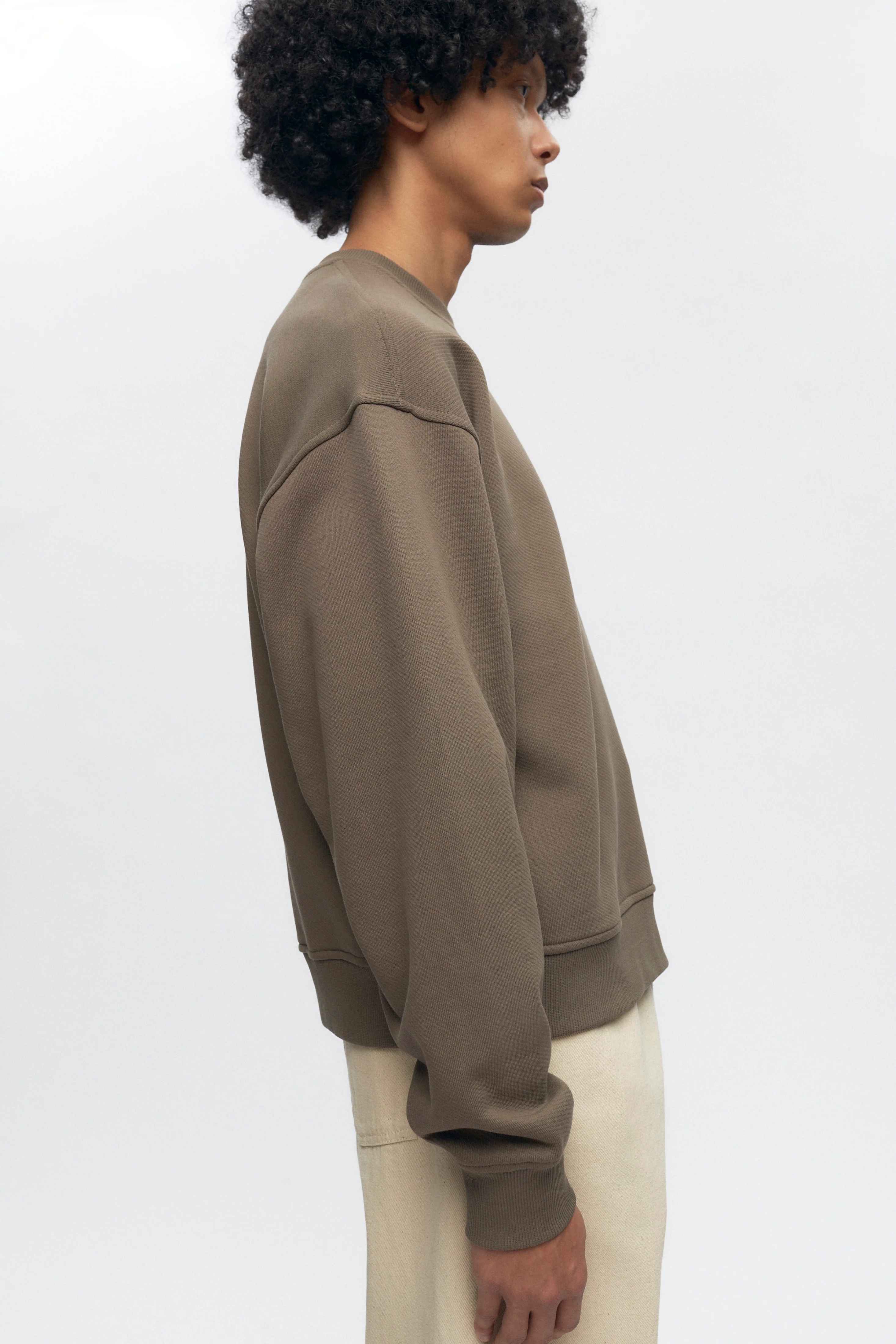 French Terry Sweatshirt in Dark Taupe - Image 4