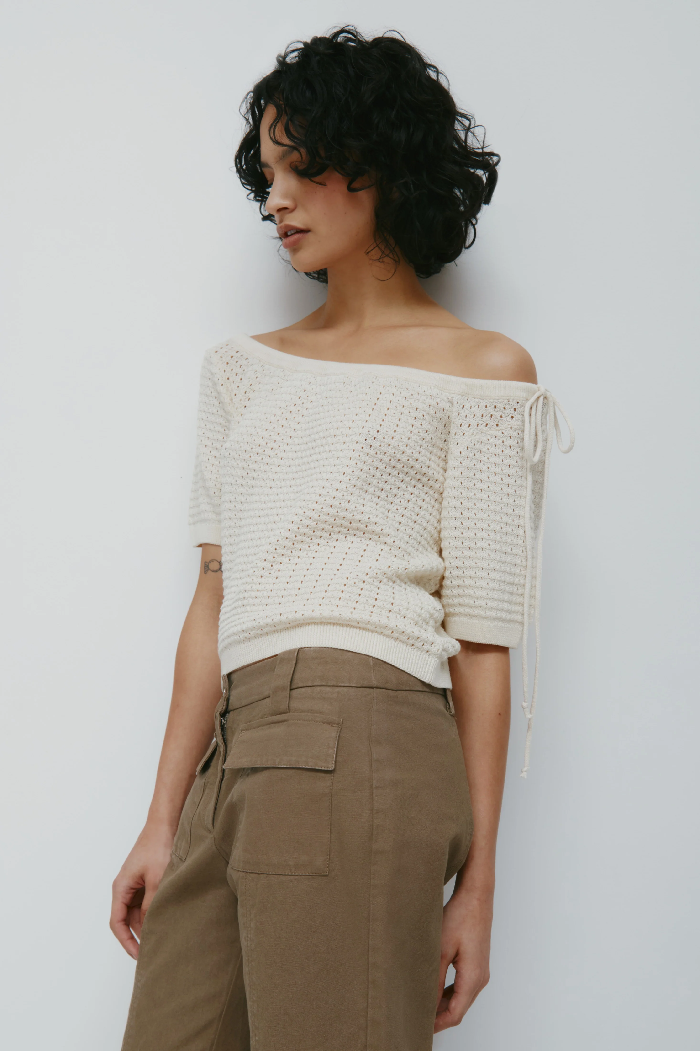 Women's Acacia Tie Boatneck Tee in Natural - Image 4