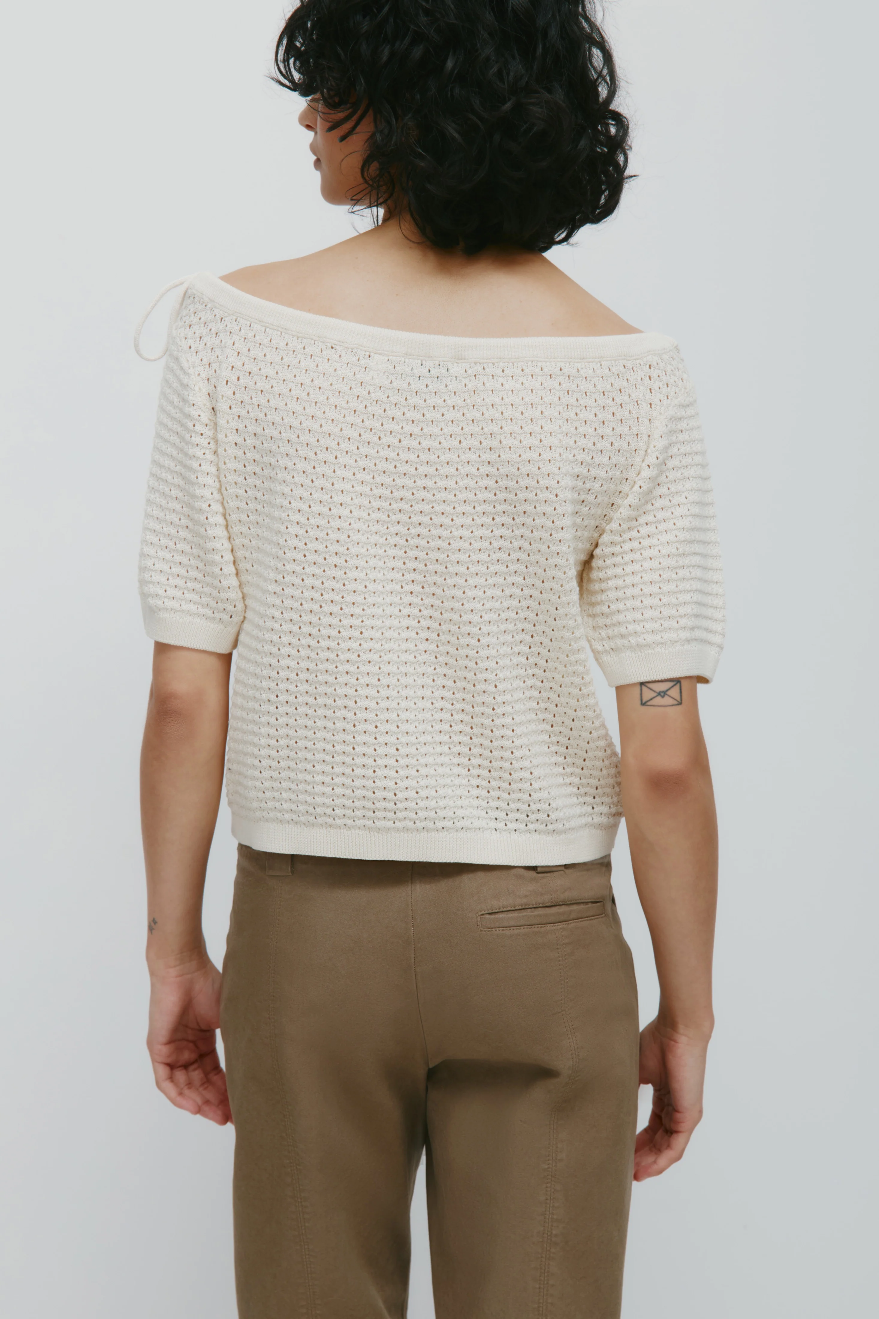 Women's Acacia Tie Boatneck Tee in Natural - Image 5