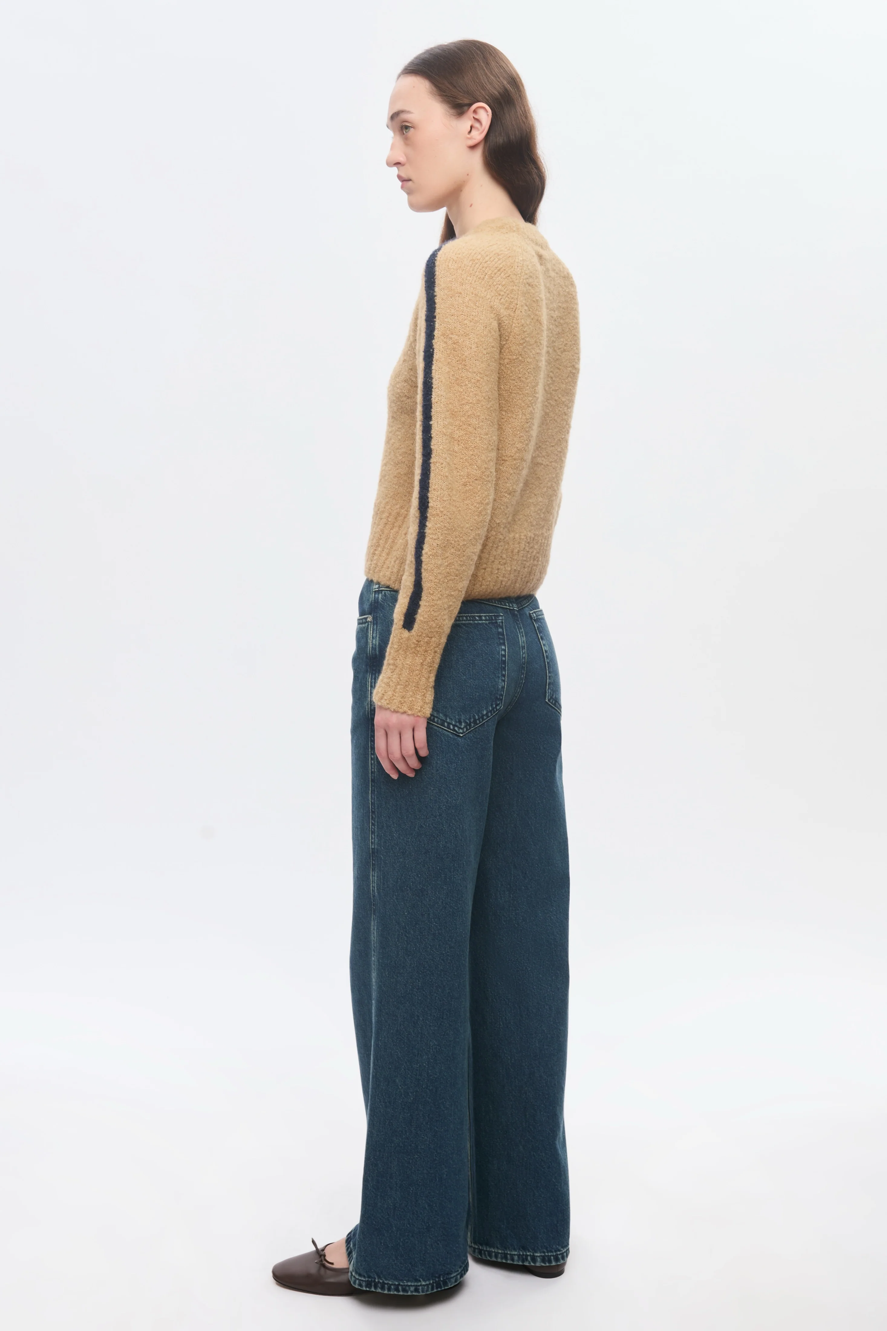 Women's Aliya Crewneck Sweater in Sand/Midnight - Image 6