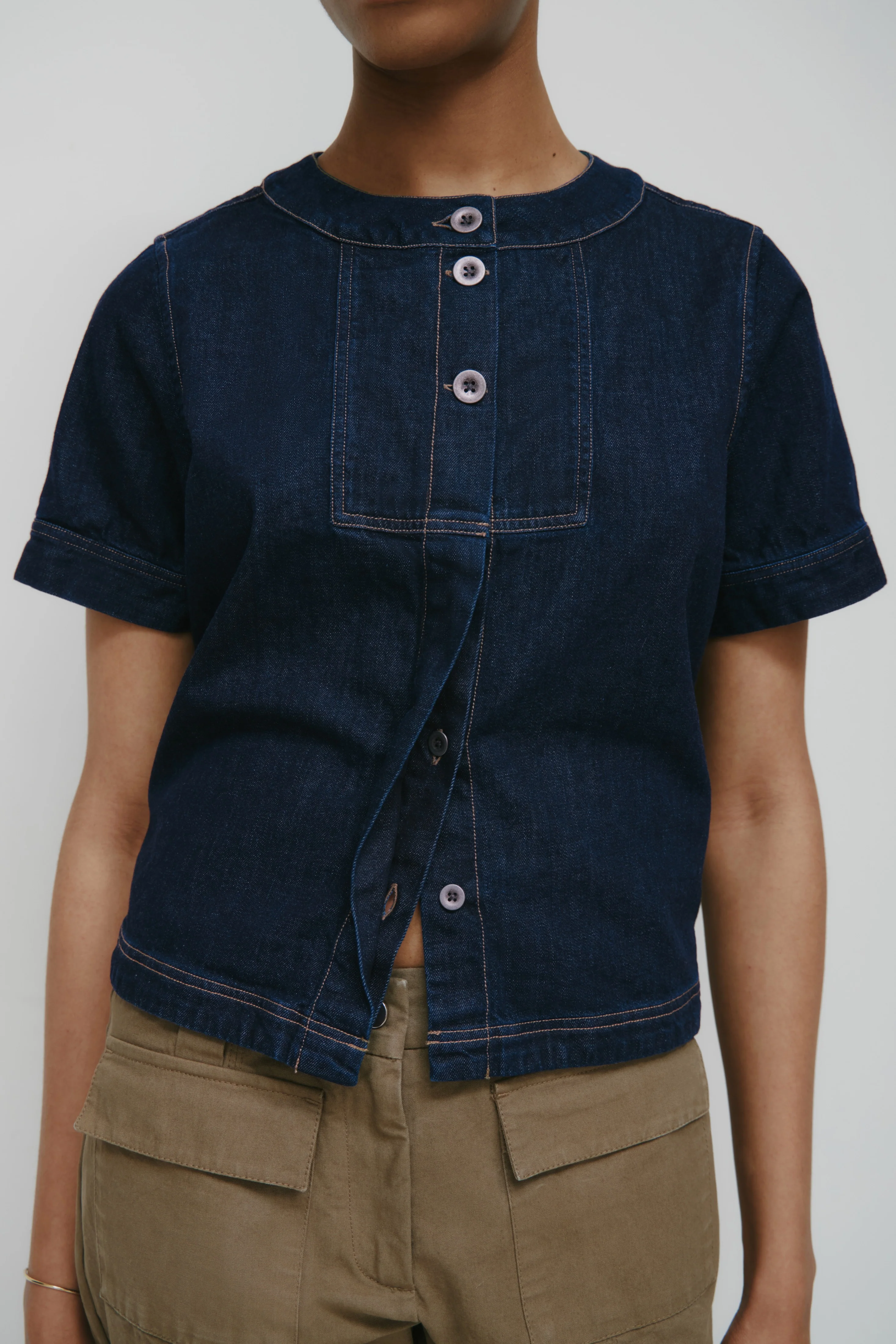 Women's Bib Shirt in Rinse - Image 5