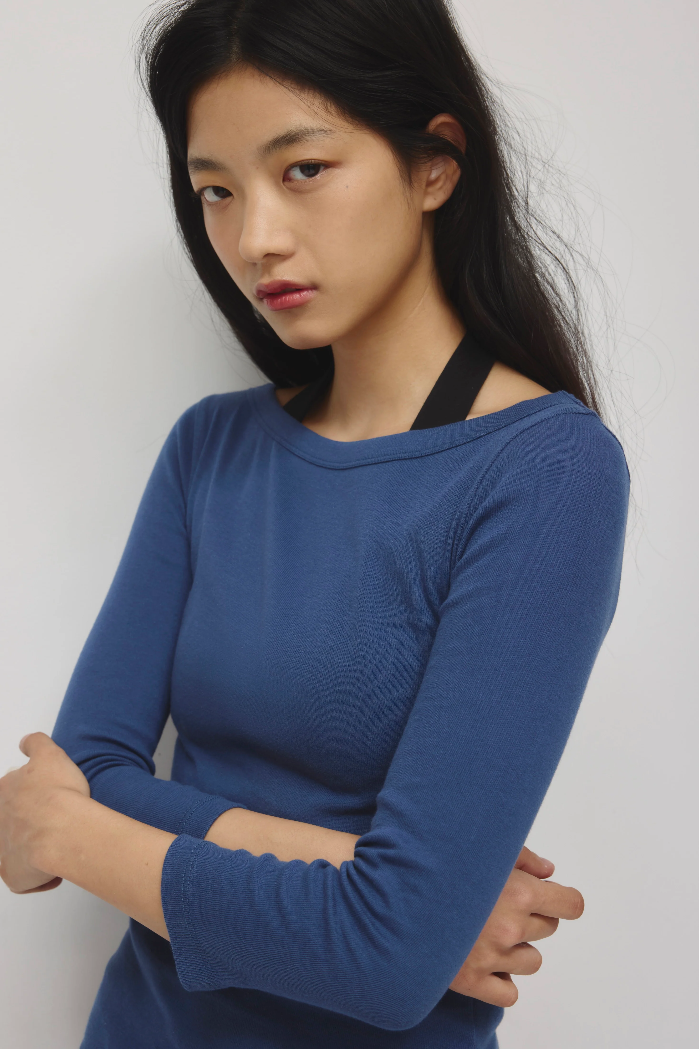 Women's Boatneck 3/4 Sleeve Top in Dark Indigo - Image 5