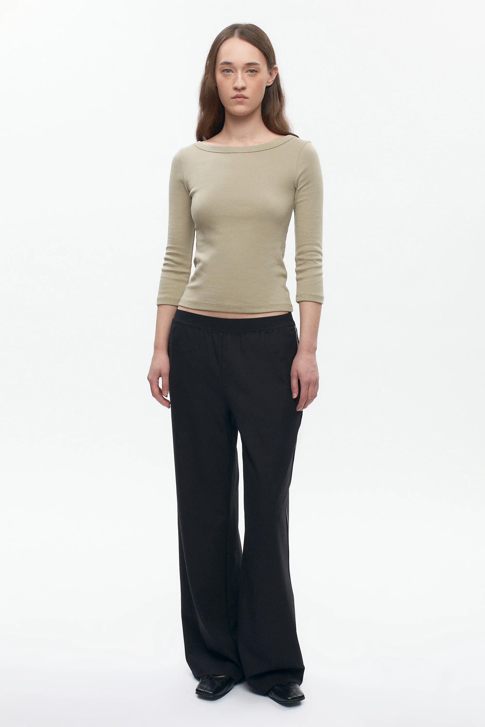 Women's Boatneck 3/4 Sleeve Top in Desert - Image 3