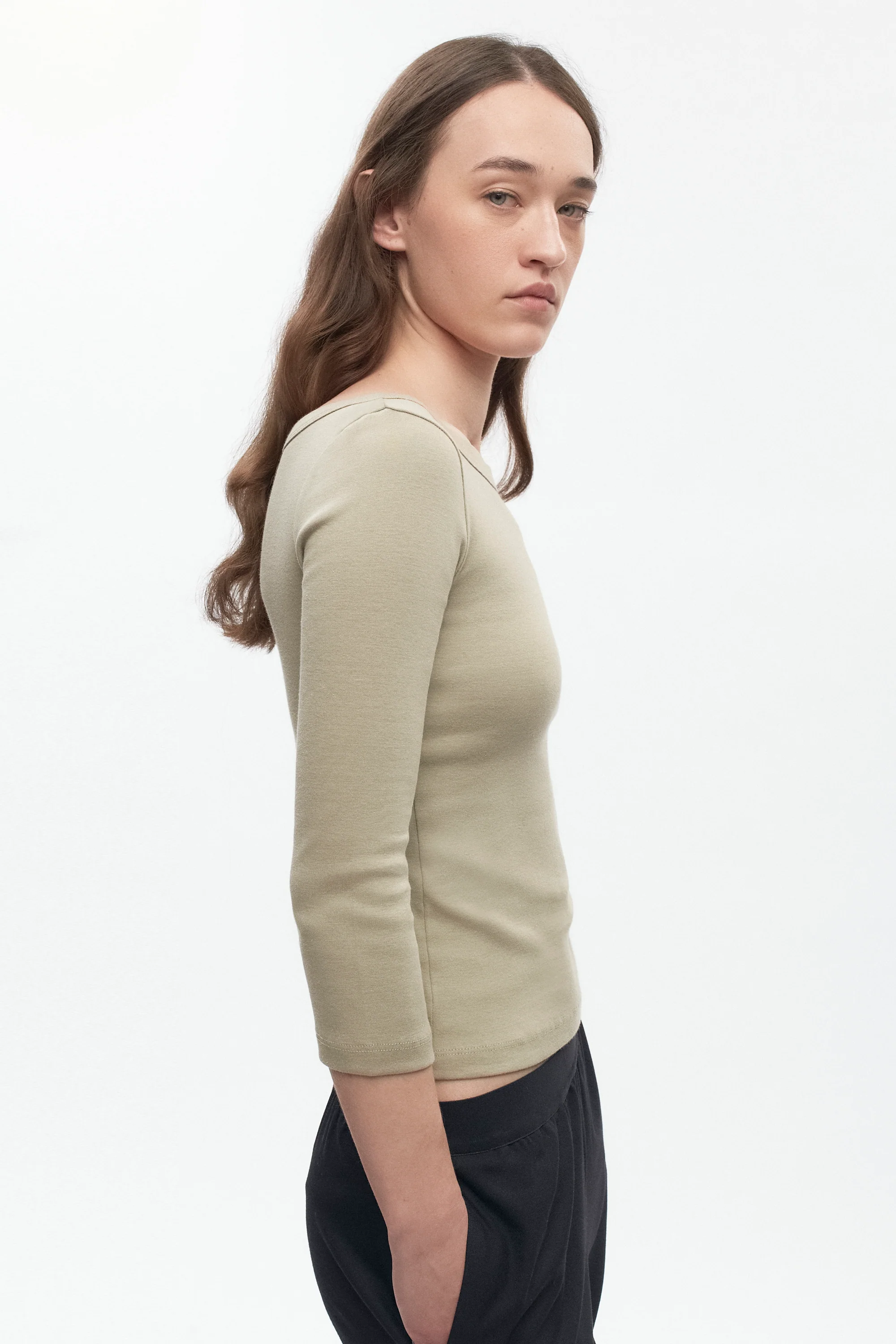Women's Boatneck 3/4 Sleeve Top in Desert - Image 4