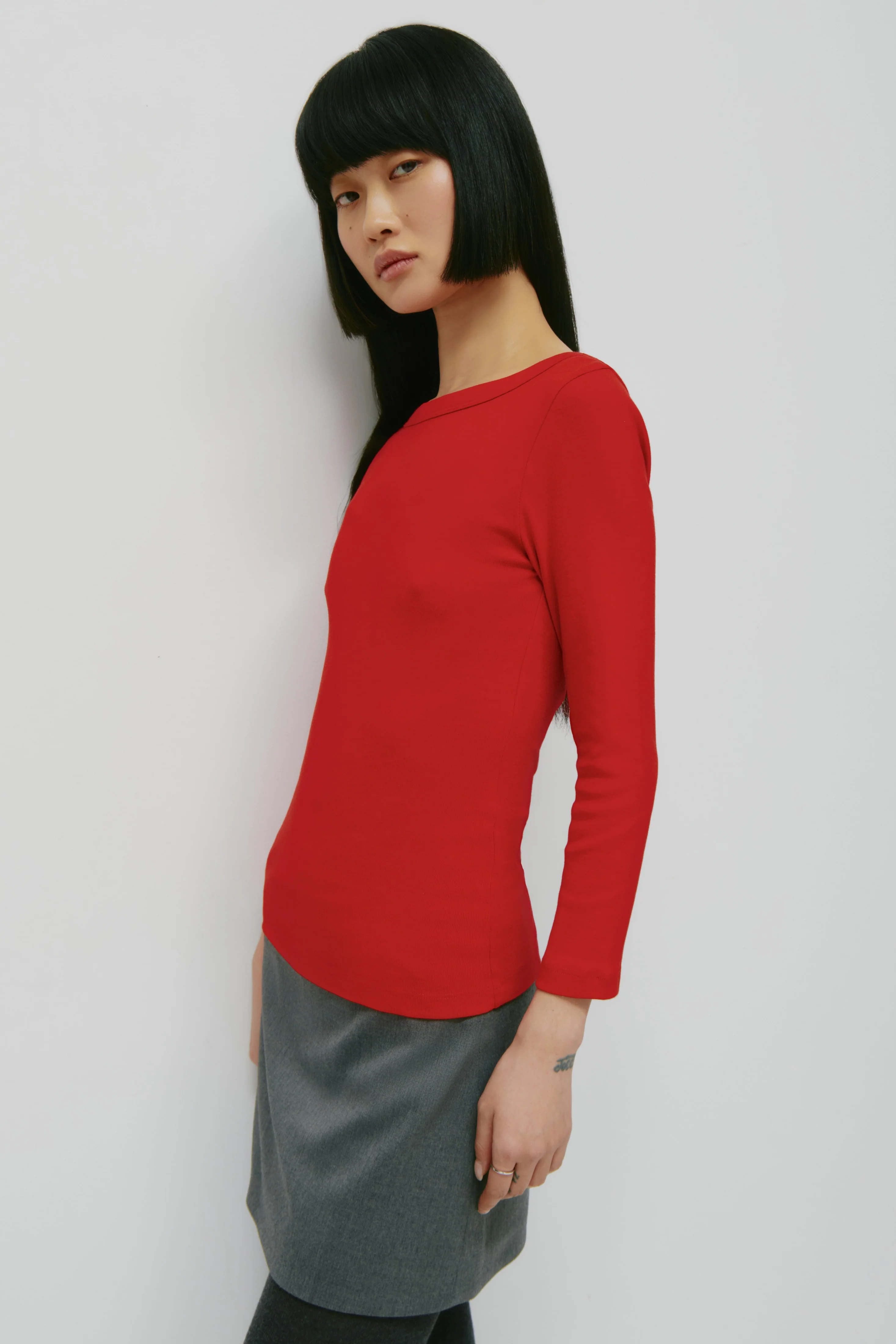Women's Boatneck 3/4 Sleeve Top in Salsa - Image 3