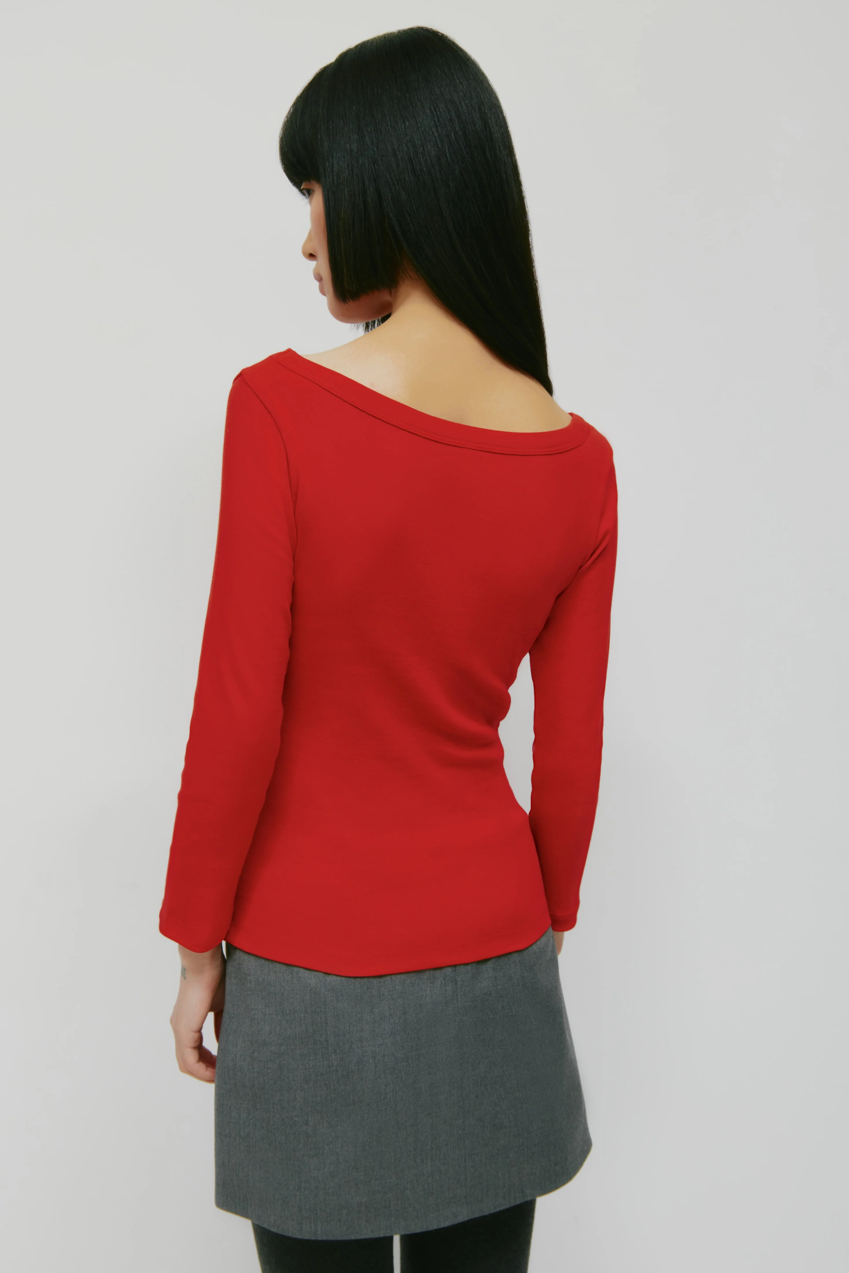 Women's Boatneck 3/4 Sleeve Top in Salsa - Image 4