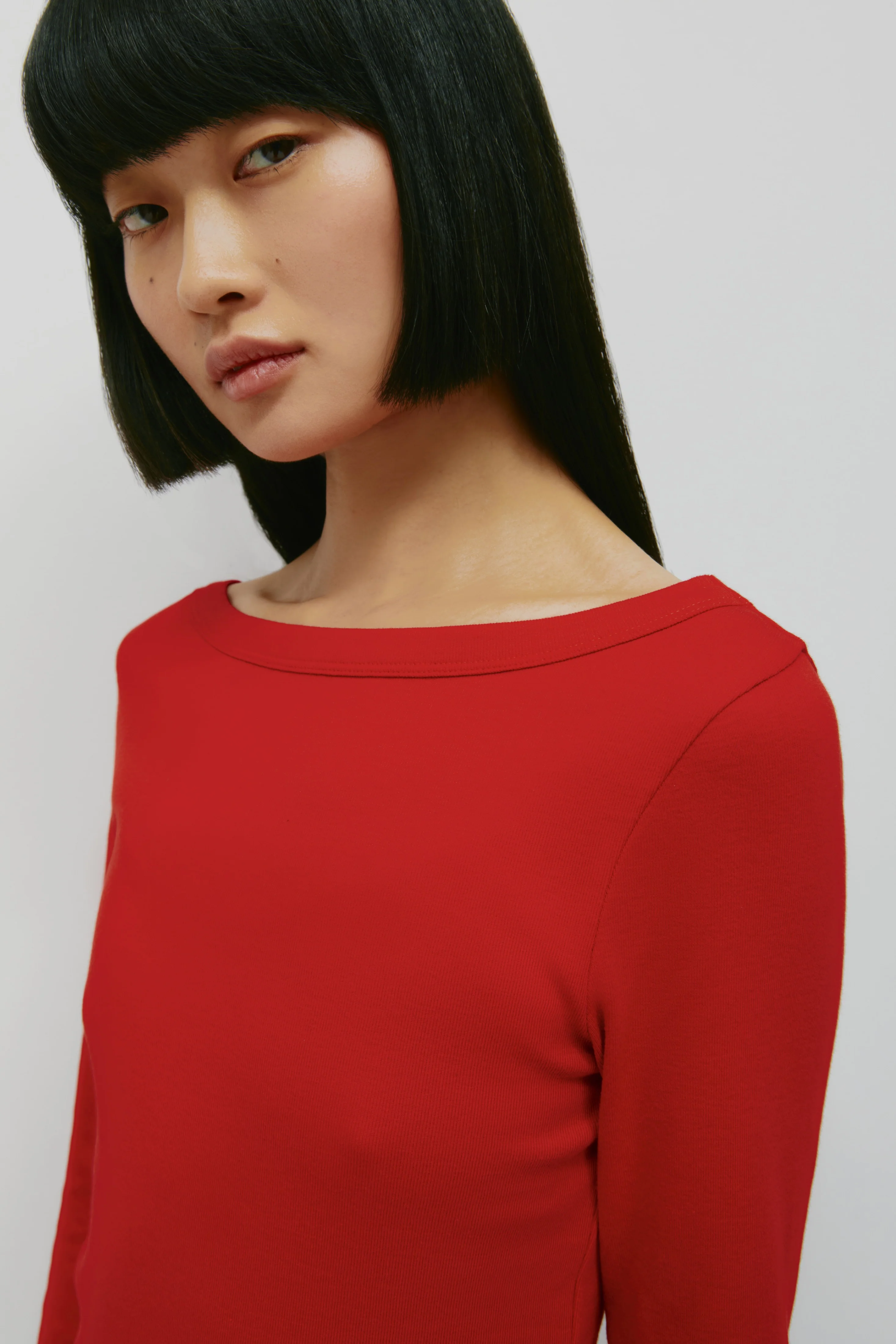 Women's Boatneck 3/4 Sleeve Top in Salsa - Image 5