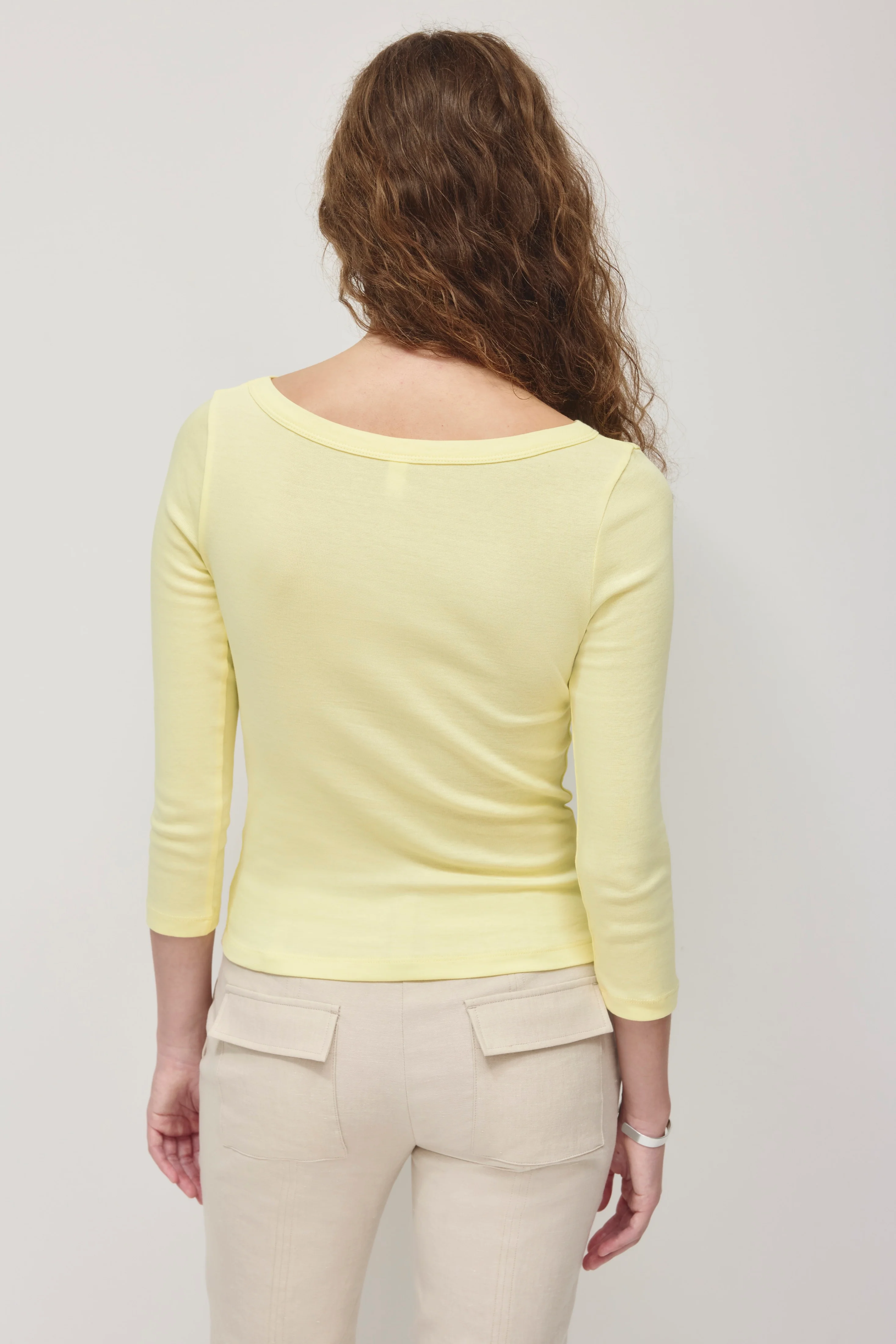 Women's Boatneck 3/4 Sleeve Top in Sorbet - Image 4