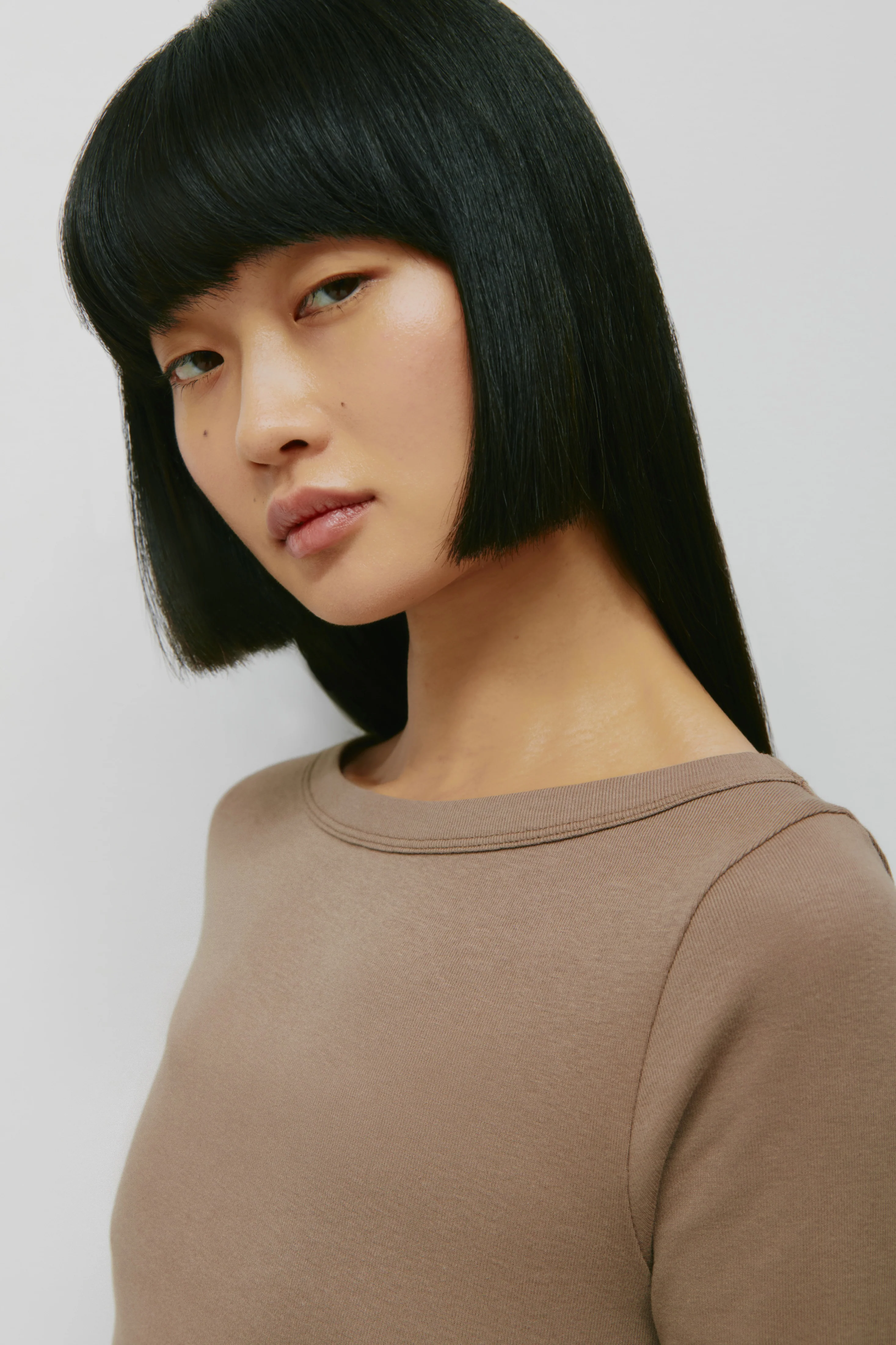 Women's Boatneck 3/4 Sleeve Top in Taupe - Image 5