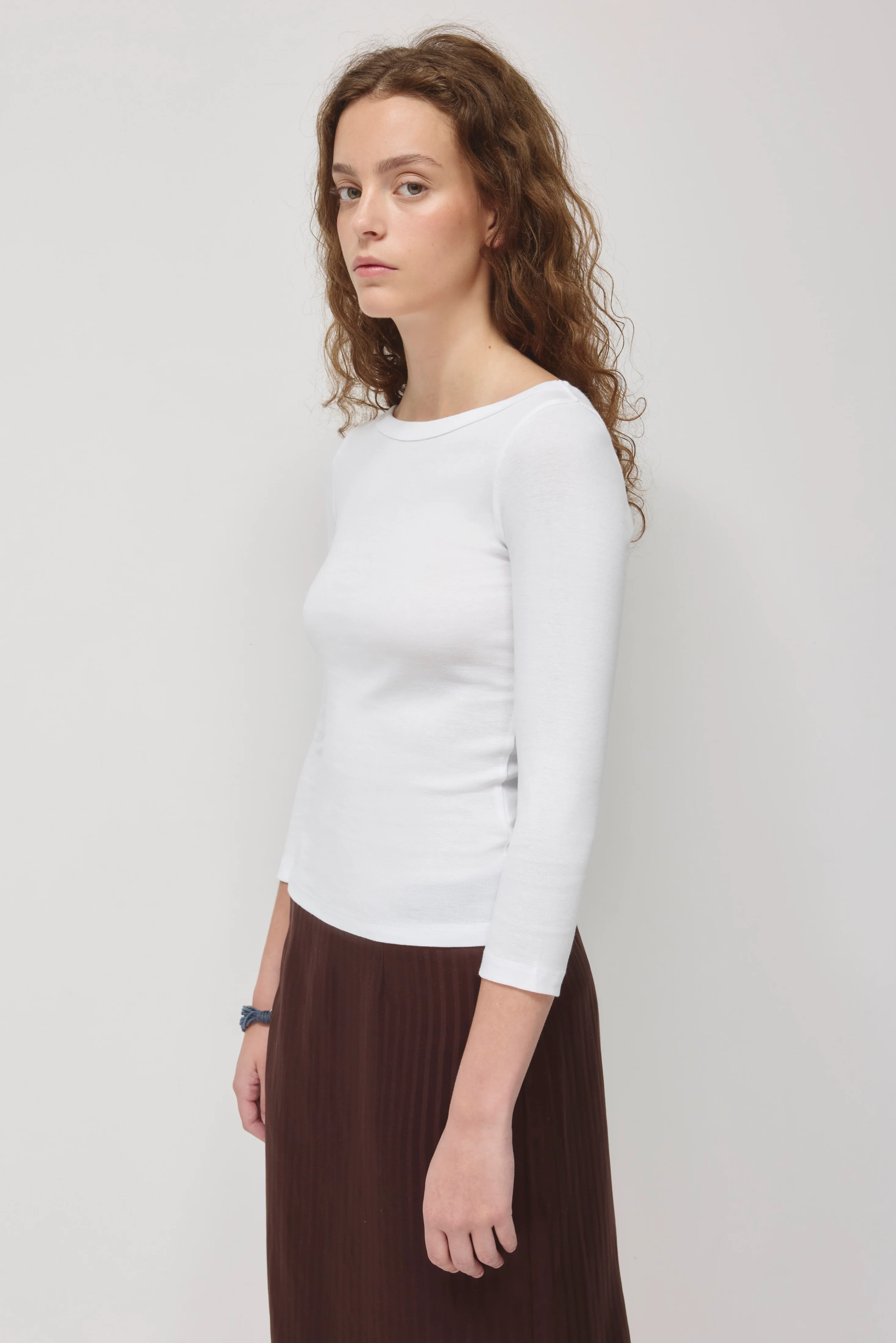Women's Boatneck 3/4 Sleeve Top in White - Image 3