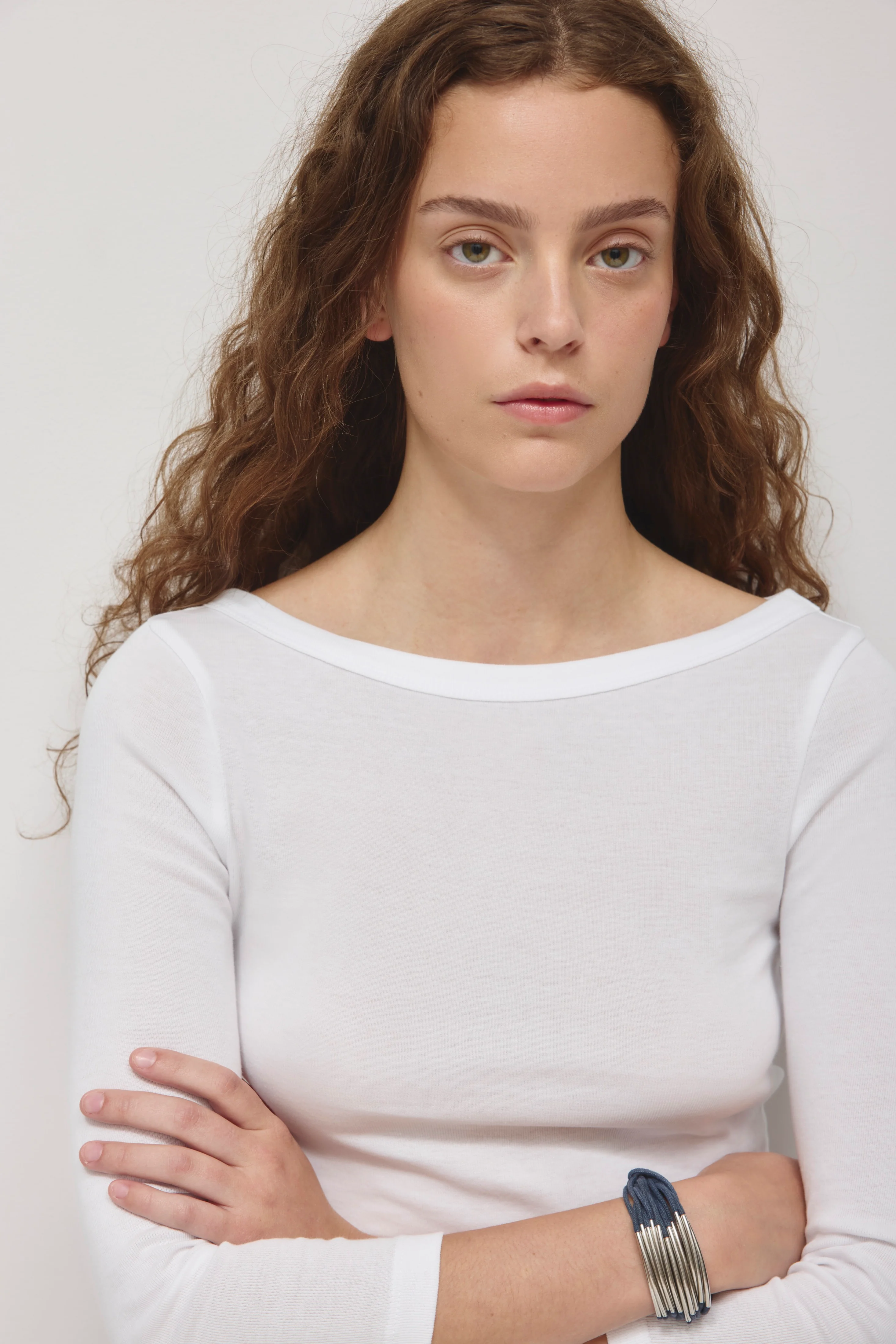 Women's Boatneck 3/4 Sleeve Top in White - Image 5