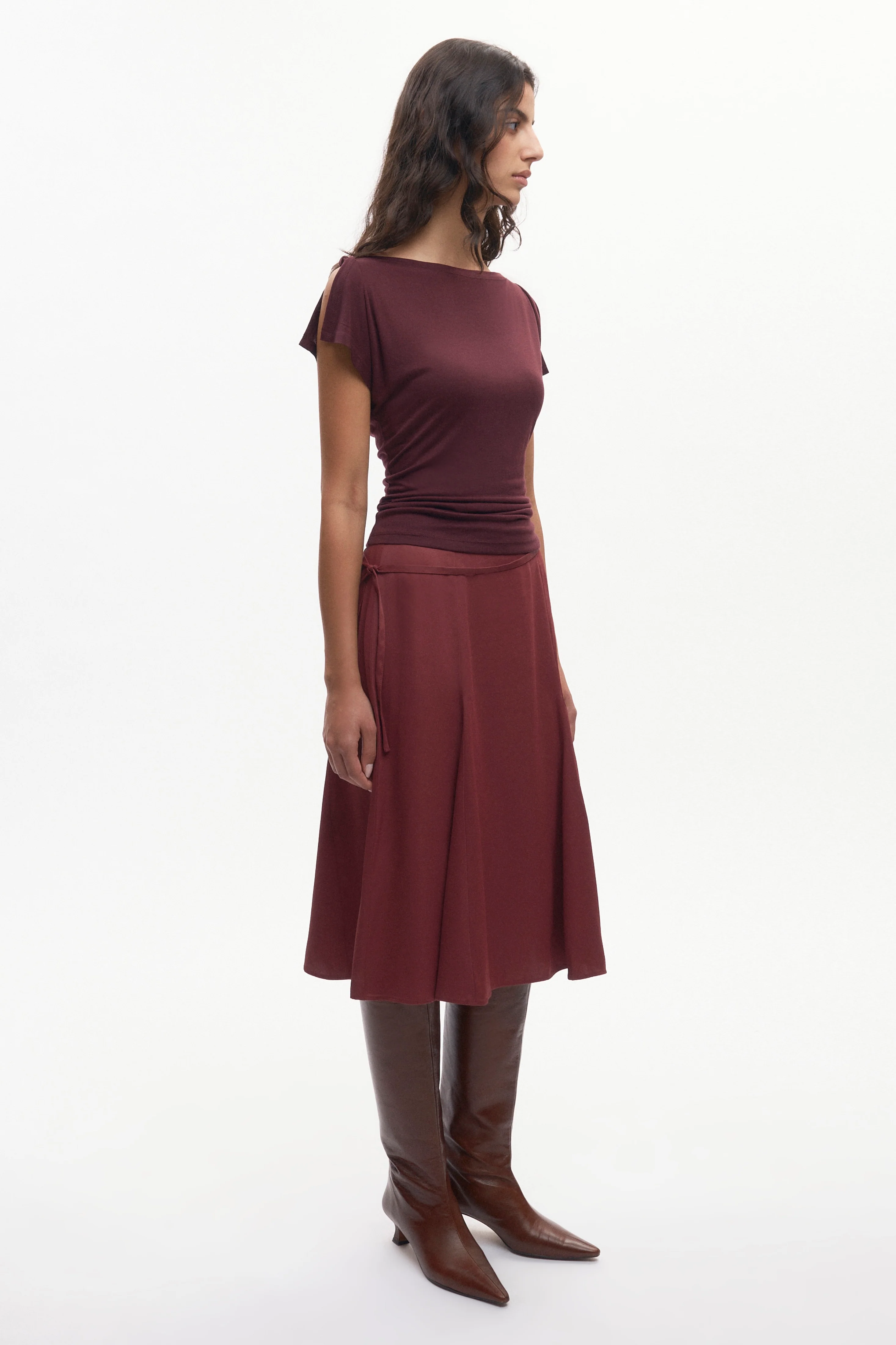 Women's Cleo Midi Skirt in Cabernet - Image 3