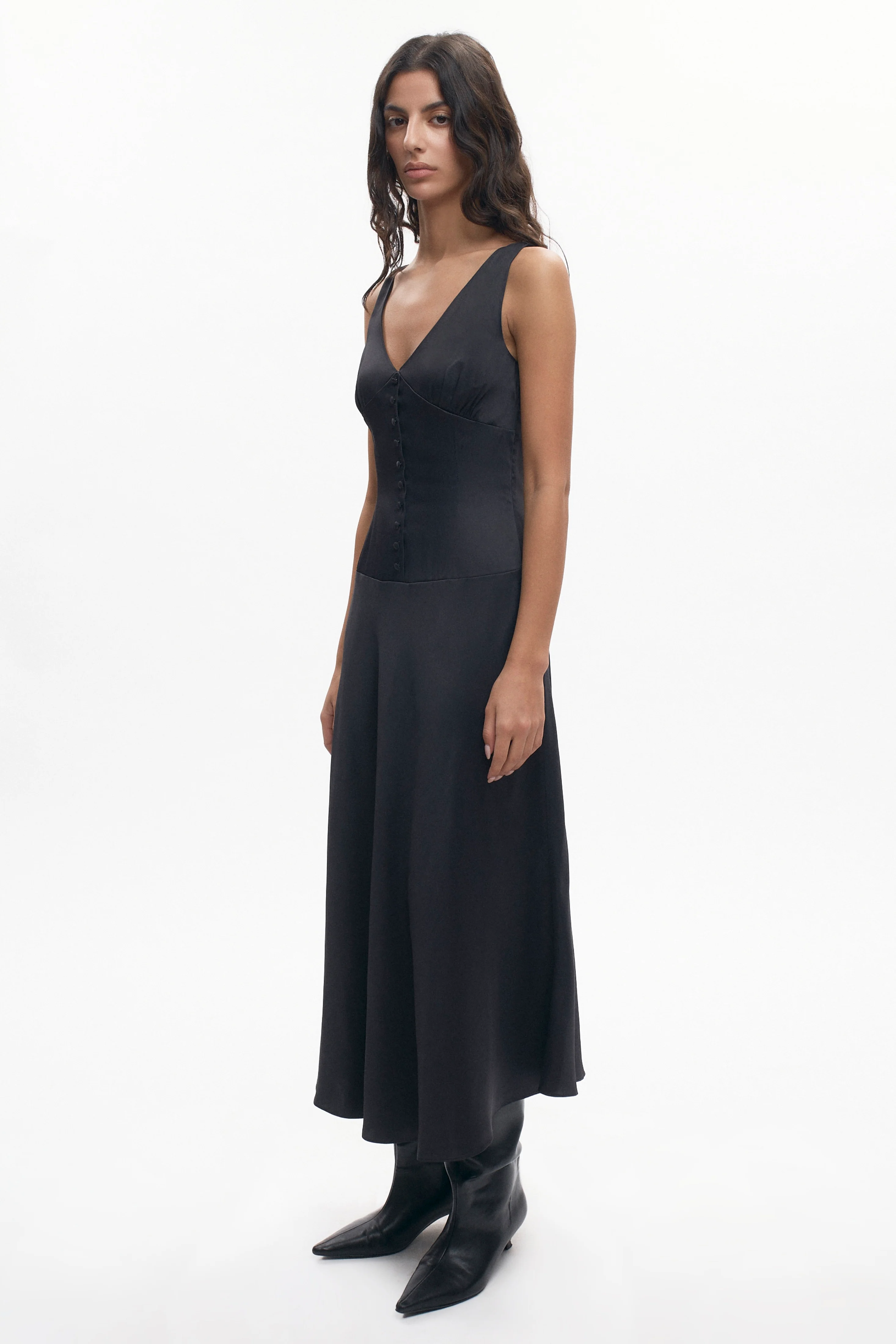 Women's Cleo Plunge Dress in Black - Image 3