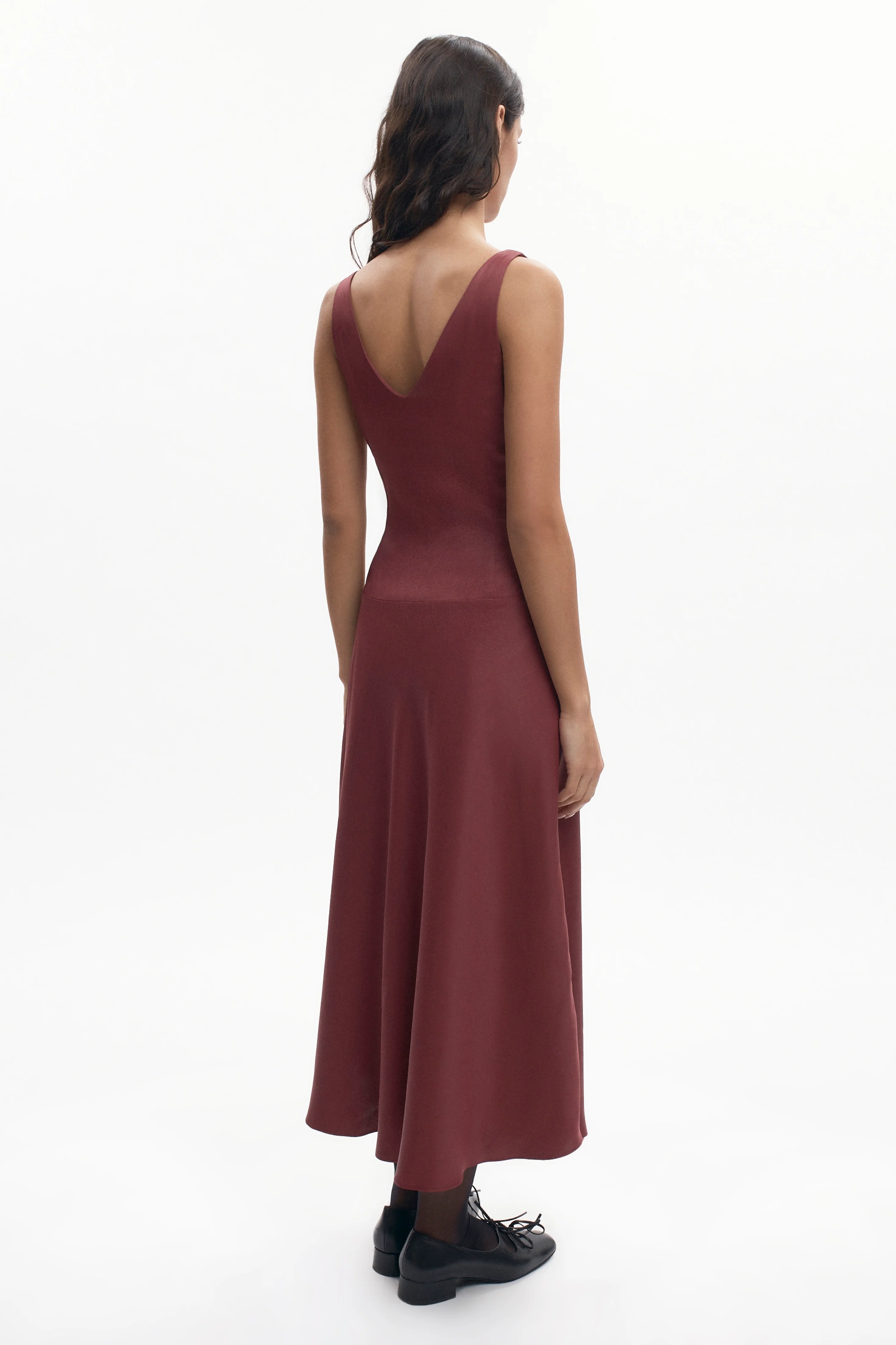 Women's Cleo Plunge Dress in Cabernet - Image 5
