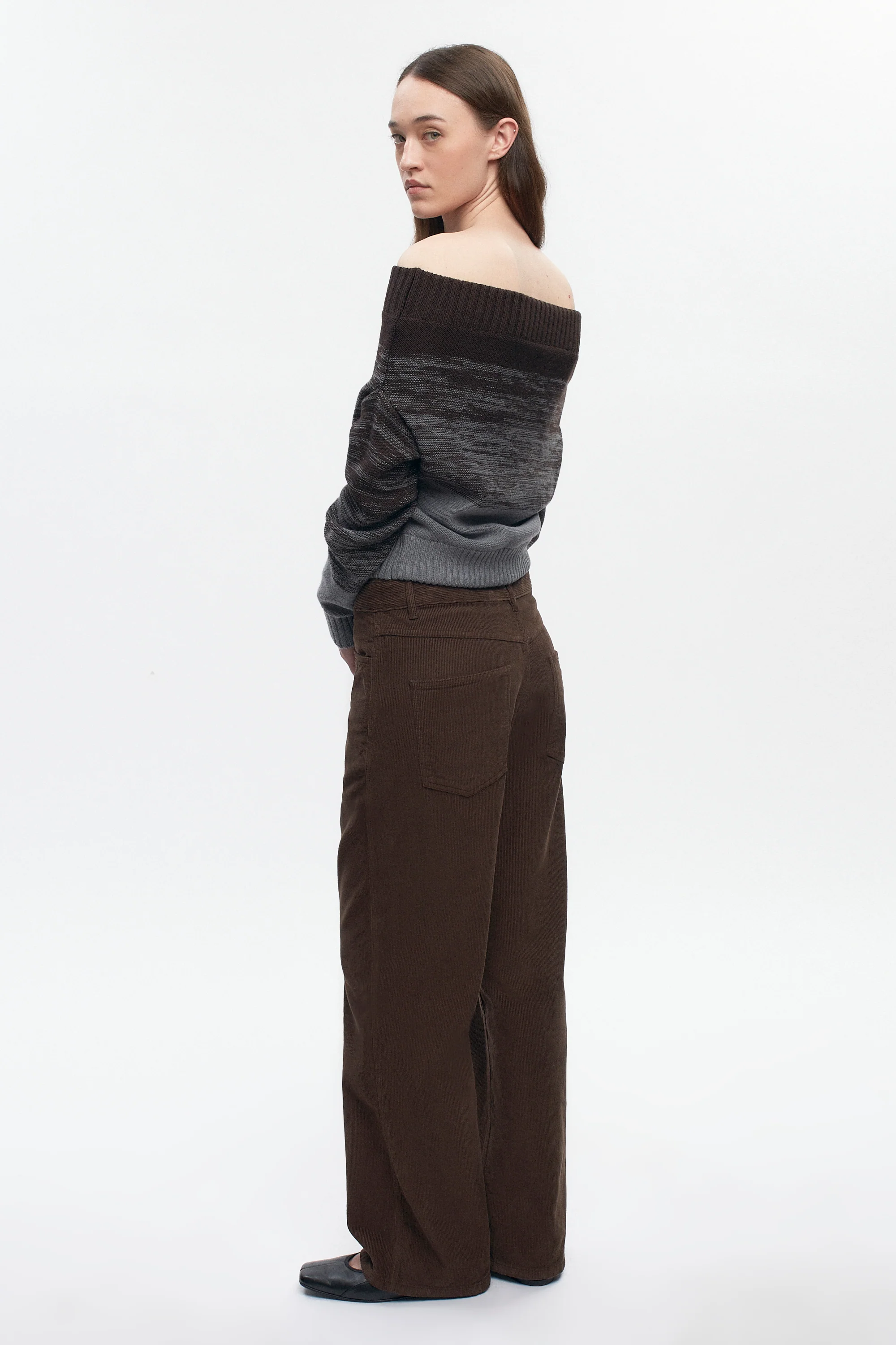 Women's Convertible Sweater in Coffee Bean/Grey Melange - Image 5