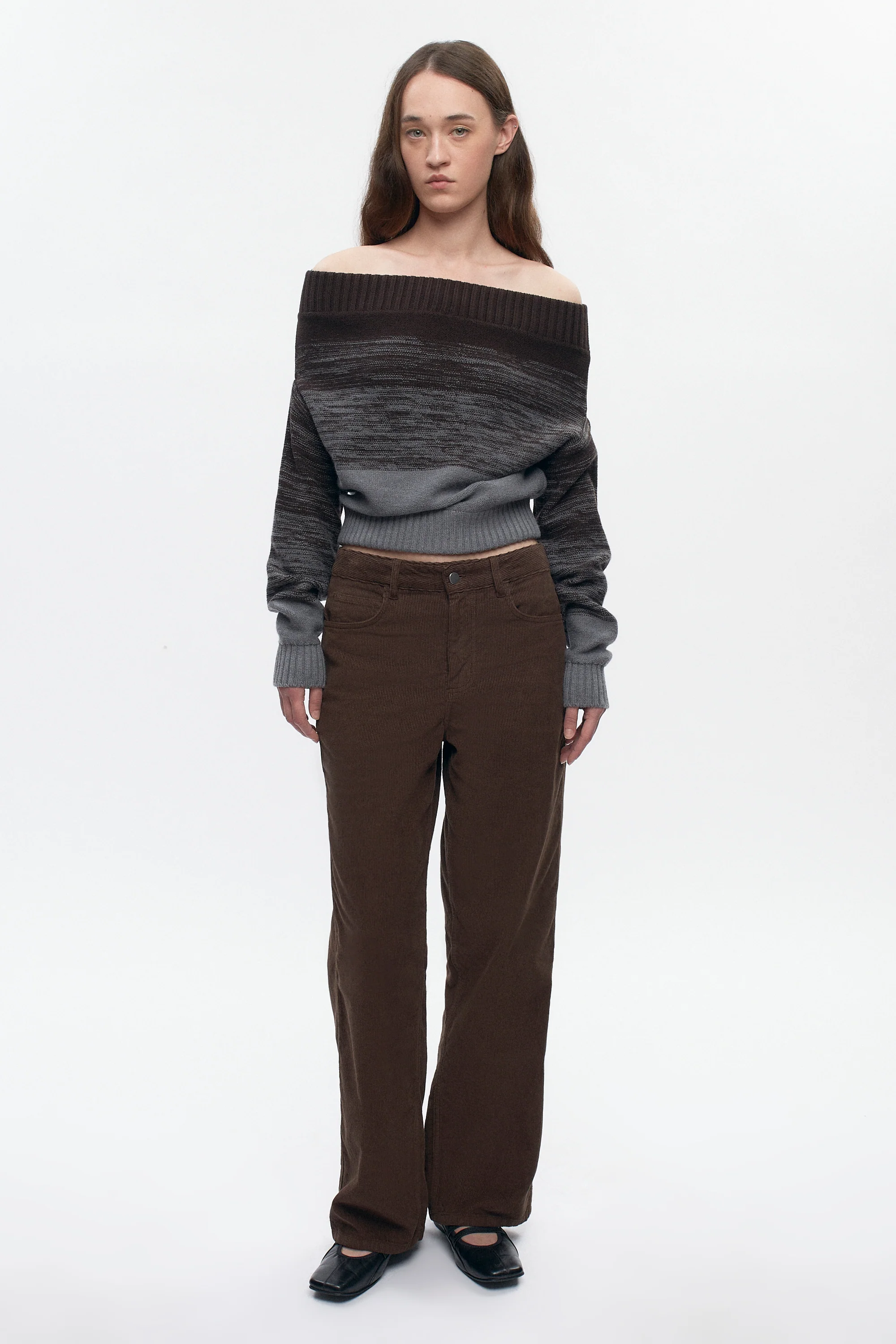 Women's Convertible Sweater in Coffee Bean/Grey Melange - Image 6