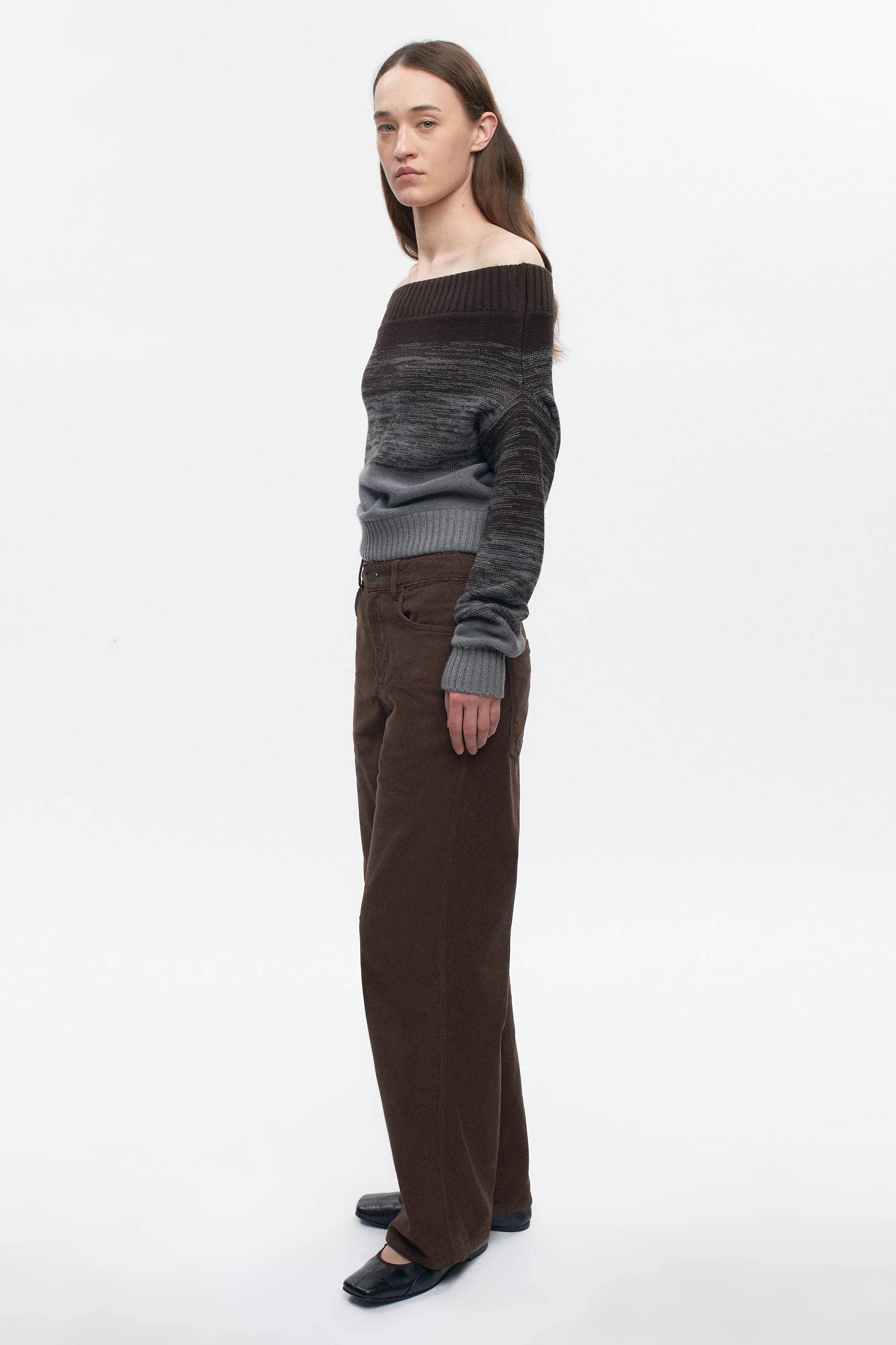 Women's Convertible Sweater in Coffee Bean/Grey Melange - Image 7