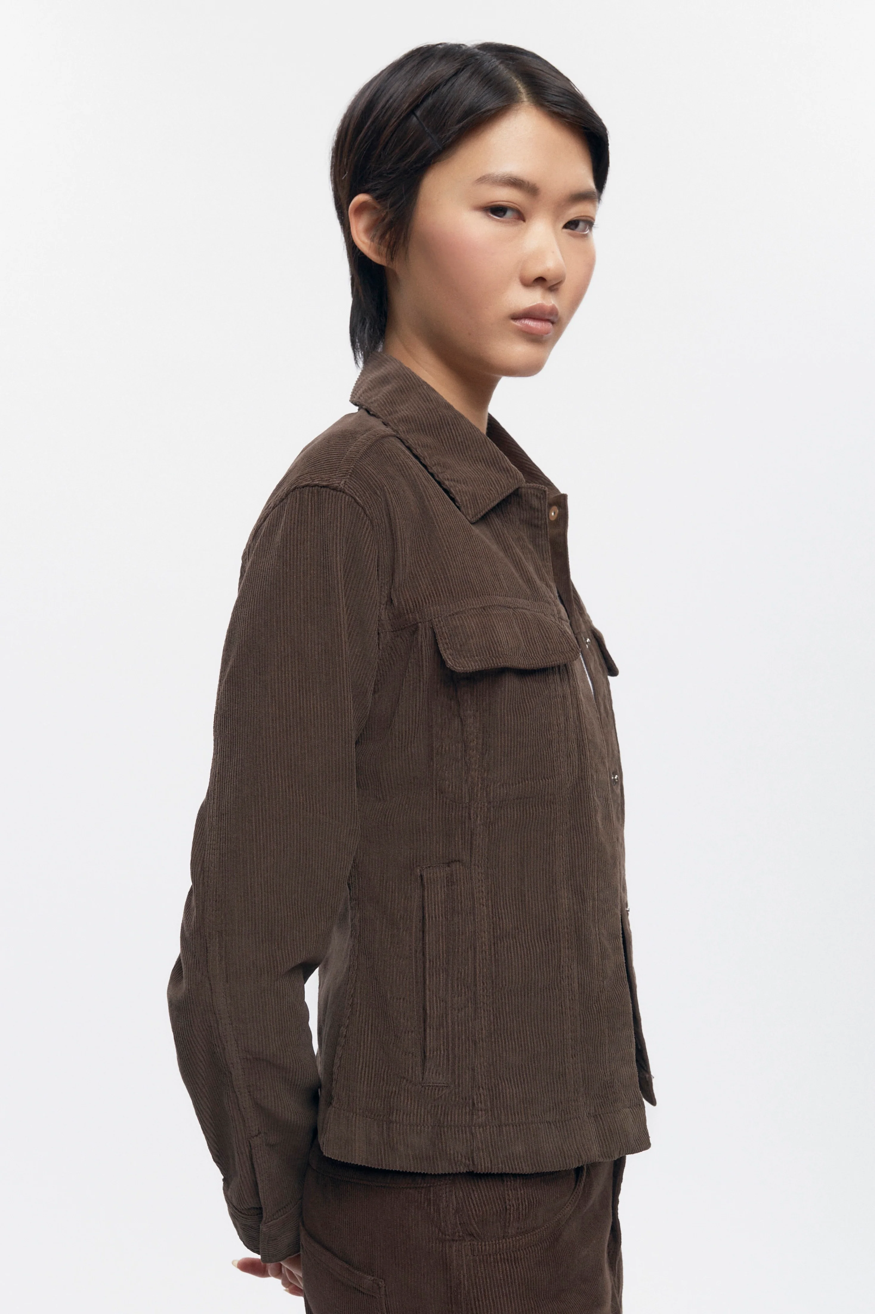 Women's Cord Jacket in Coffee Bean - Image 3