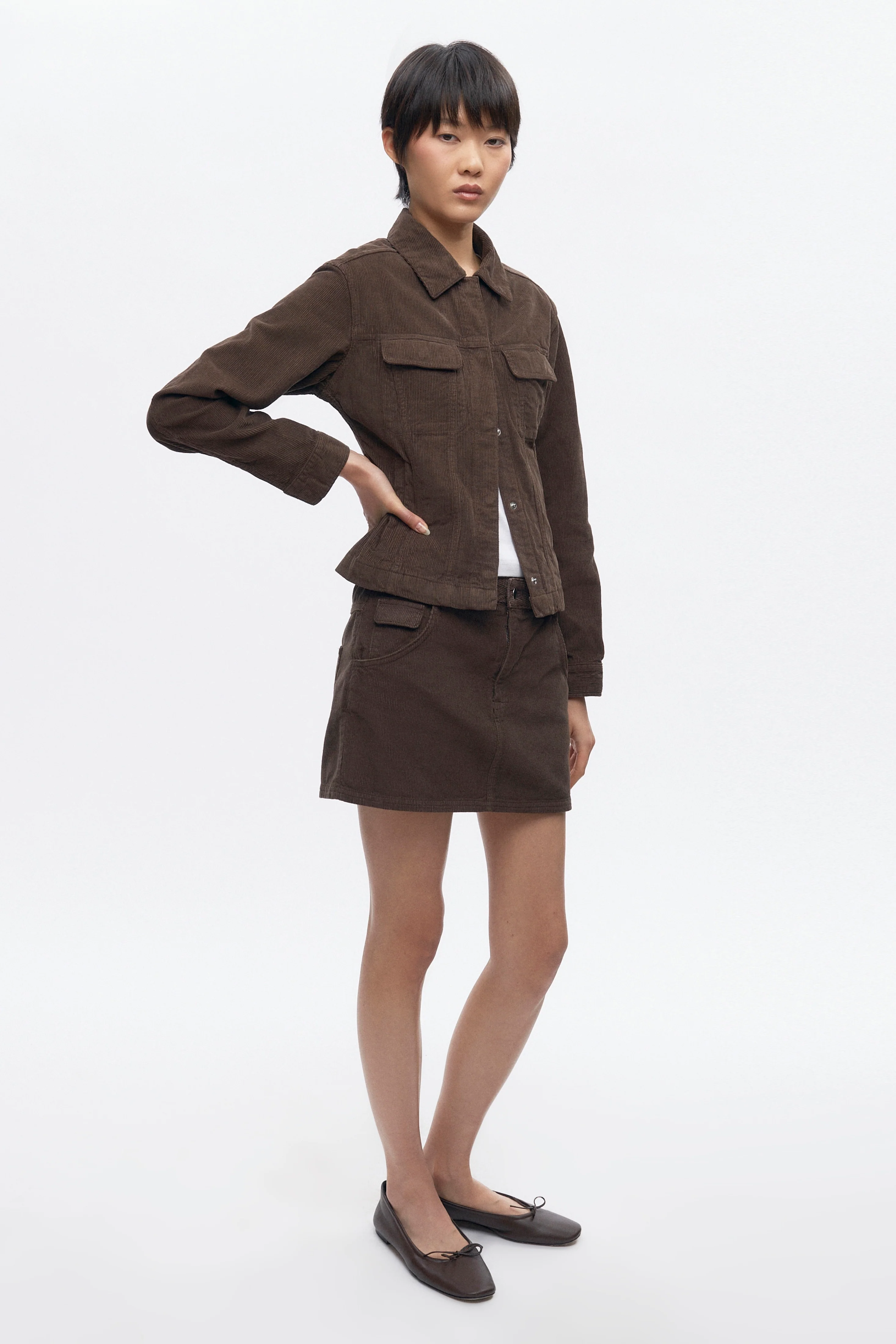 Women's Cord Mini Skirt in Coffee Bean - Image 6