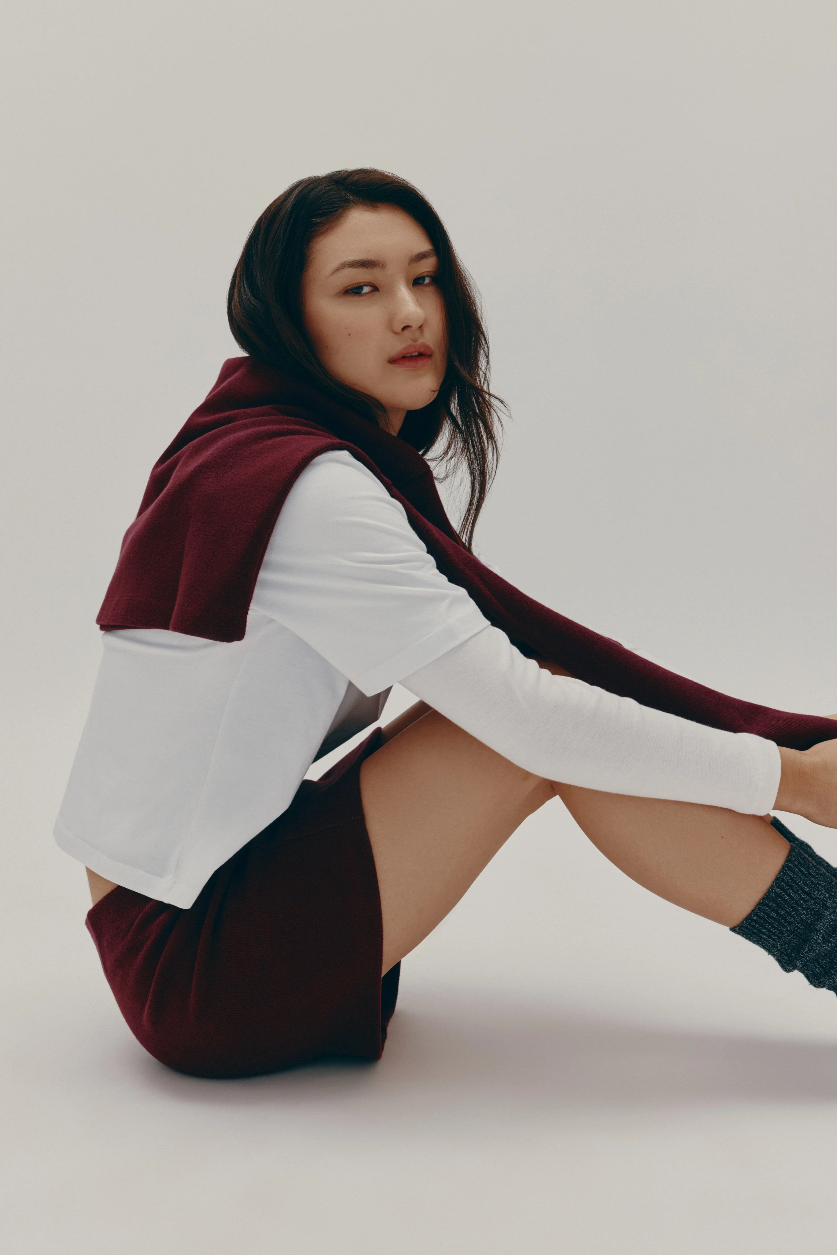 Women's Cozy Mini Skirt in Plum - Image 2
