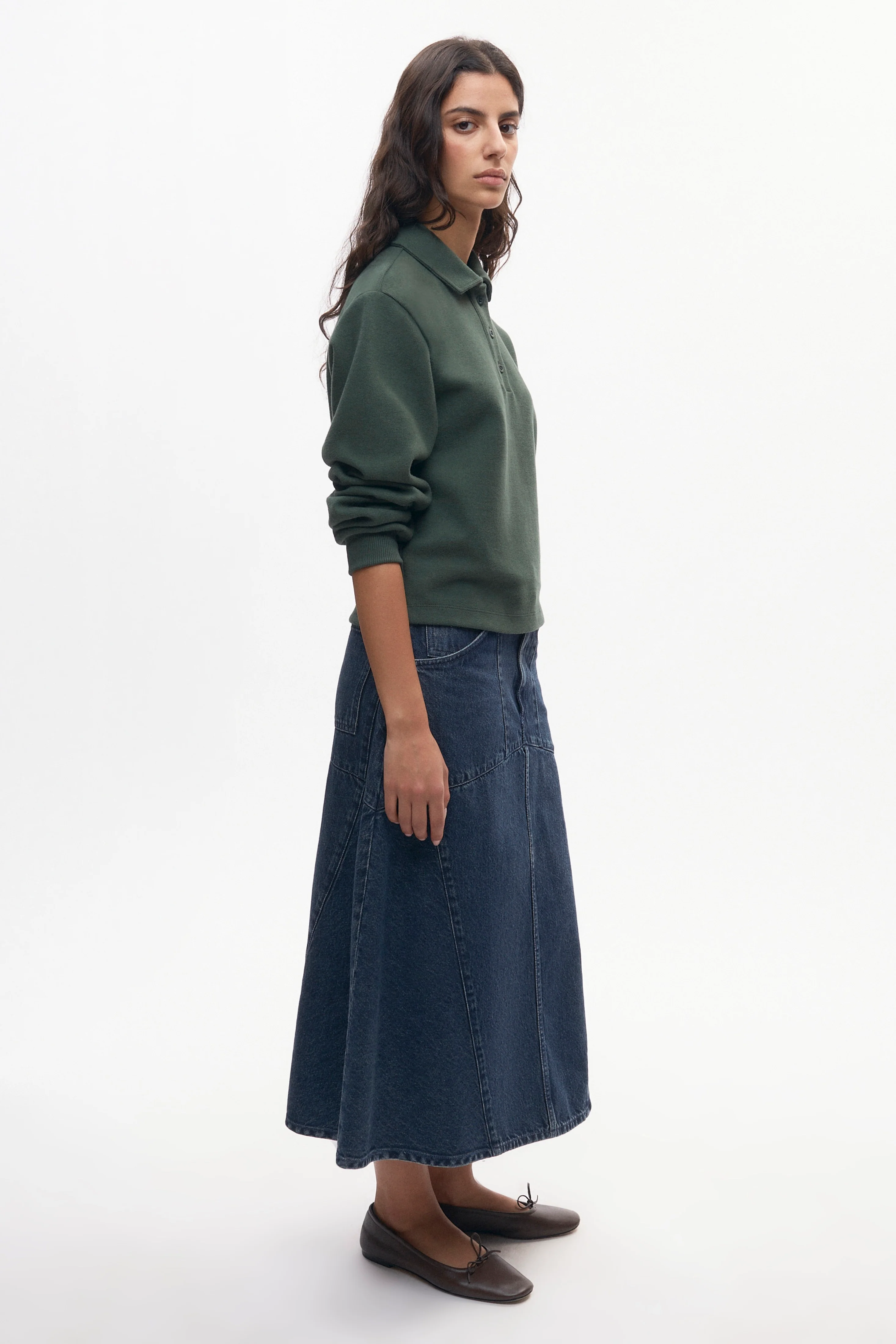 Women's Cozy Polo in Bottle Green - Image 5