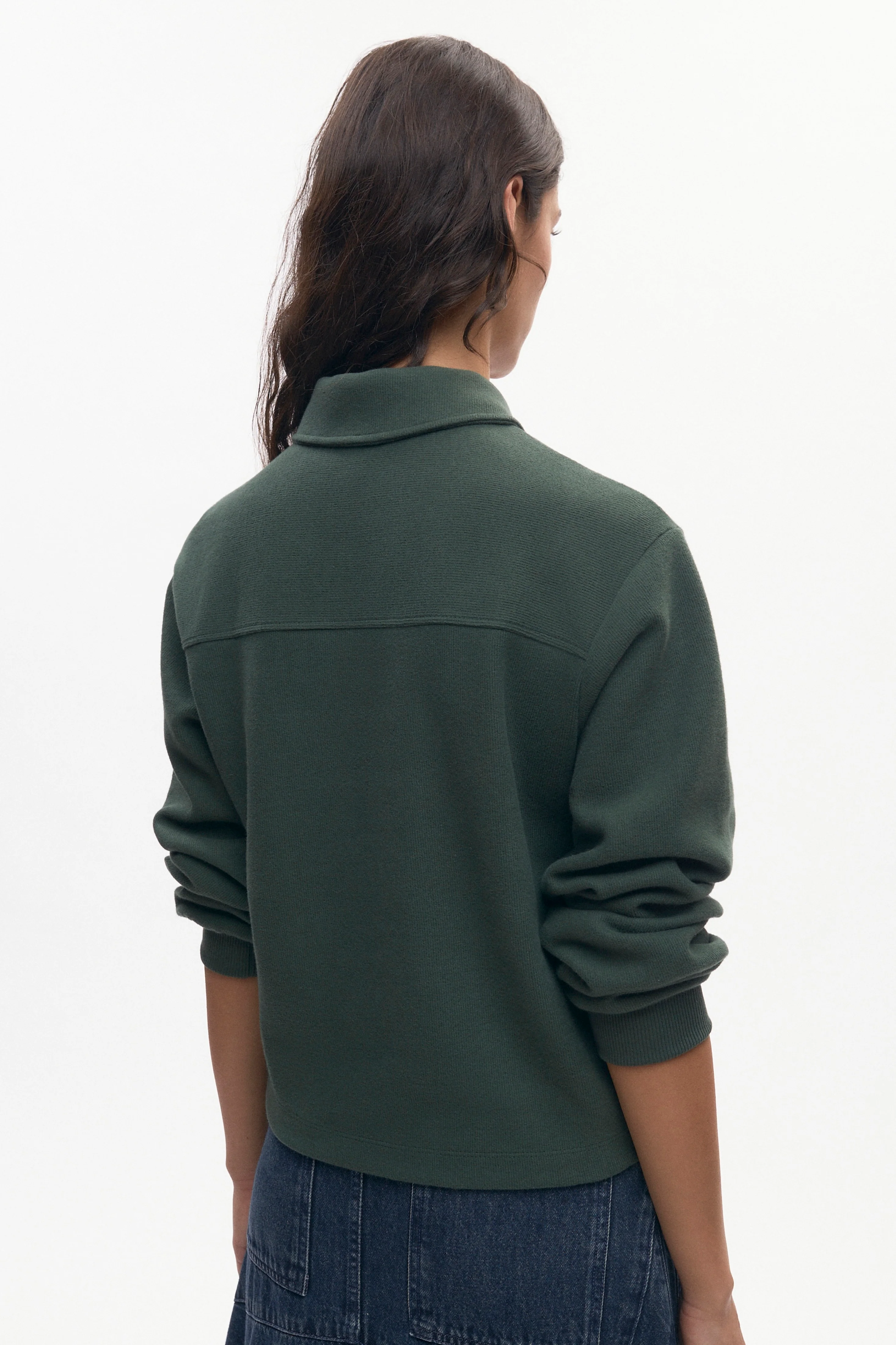 Women's Cozy Polo in Bottle Green - Image 6