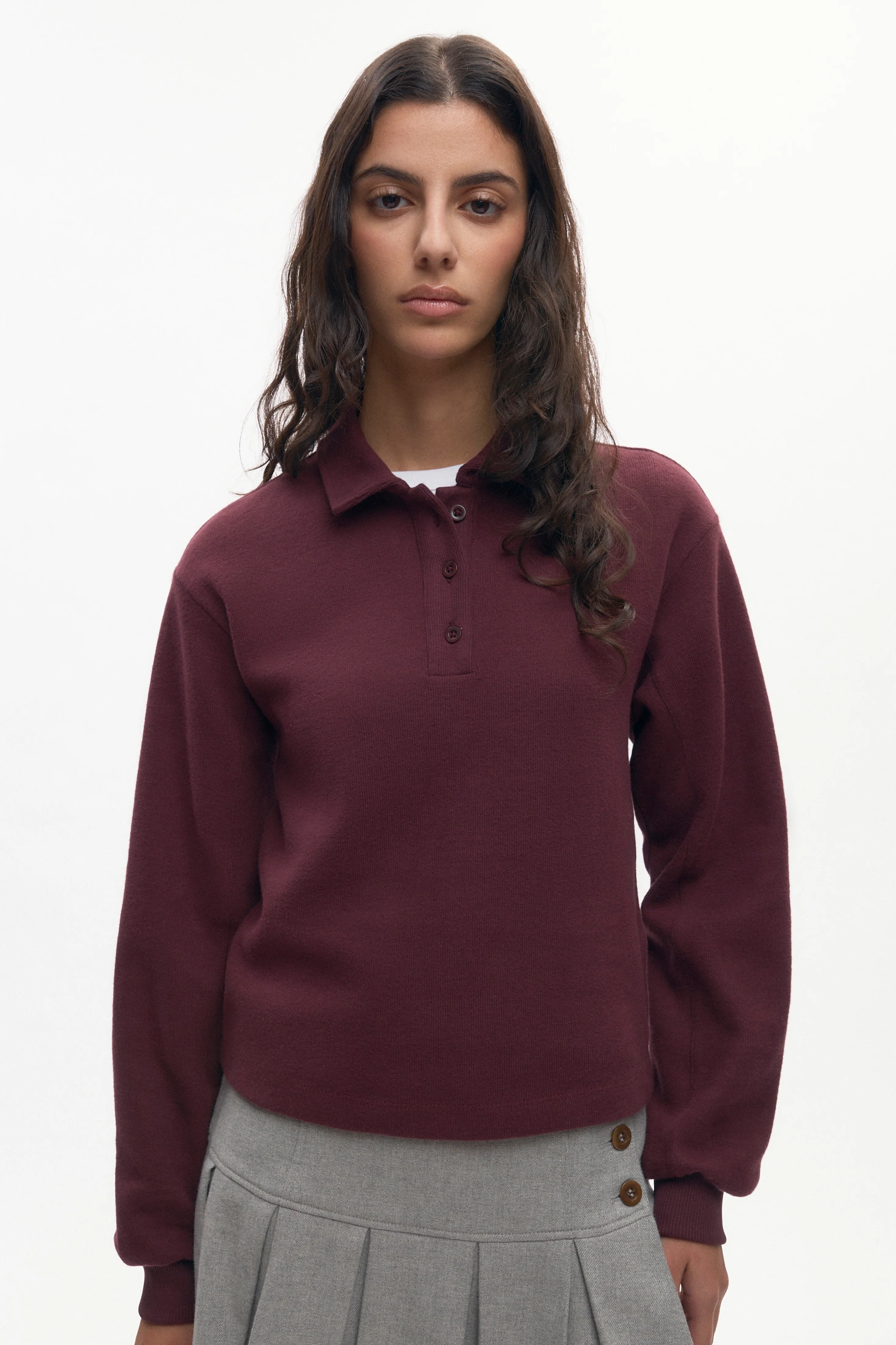 Women's Cozy Polo in Plum