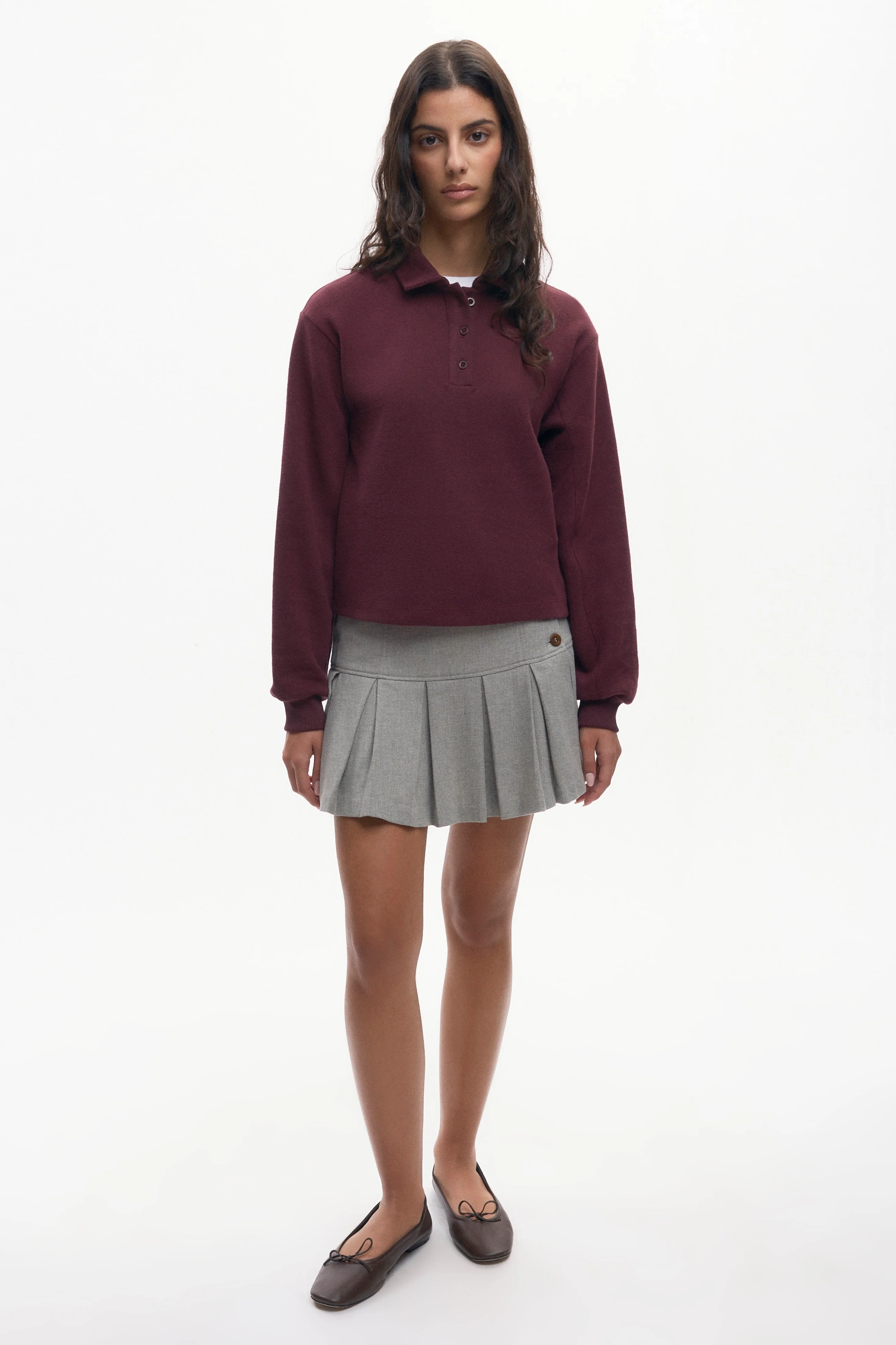 Women's Cozy Polo in Plum - Image 2