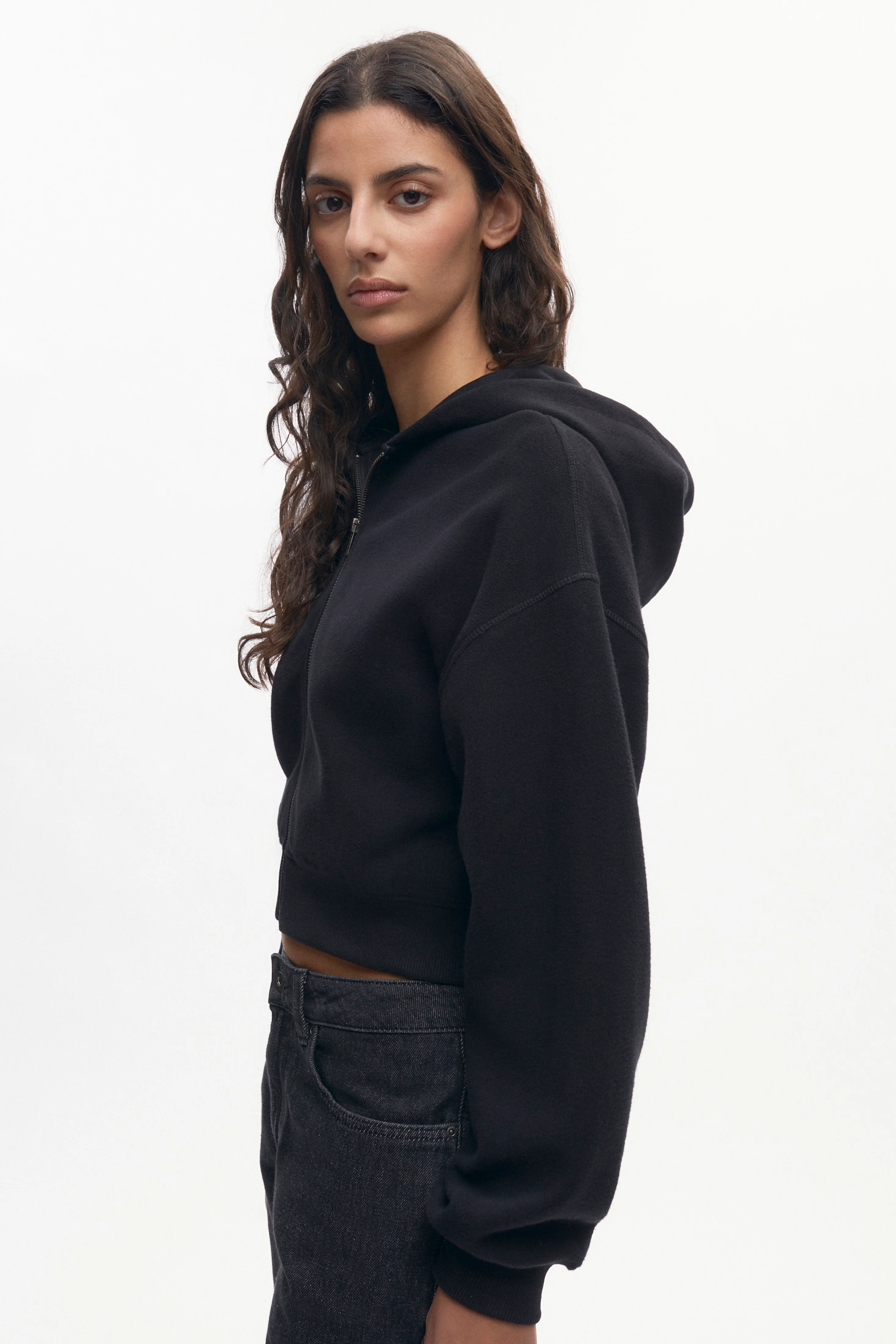 Women's Cozy Zip Hoodie in Black - Image 3