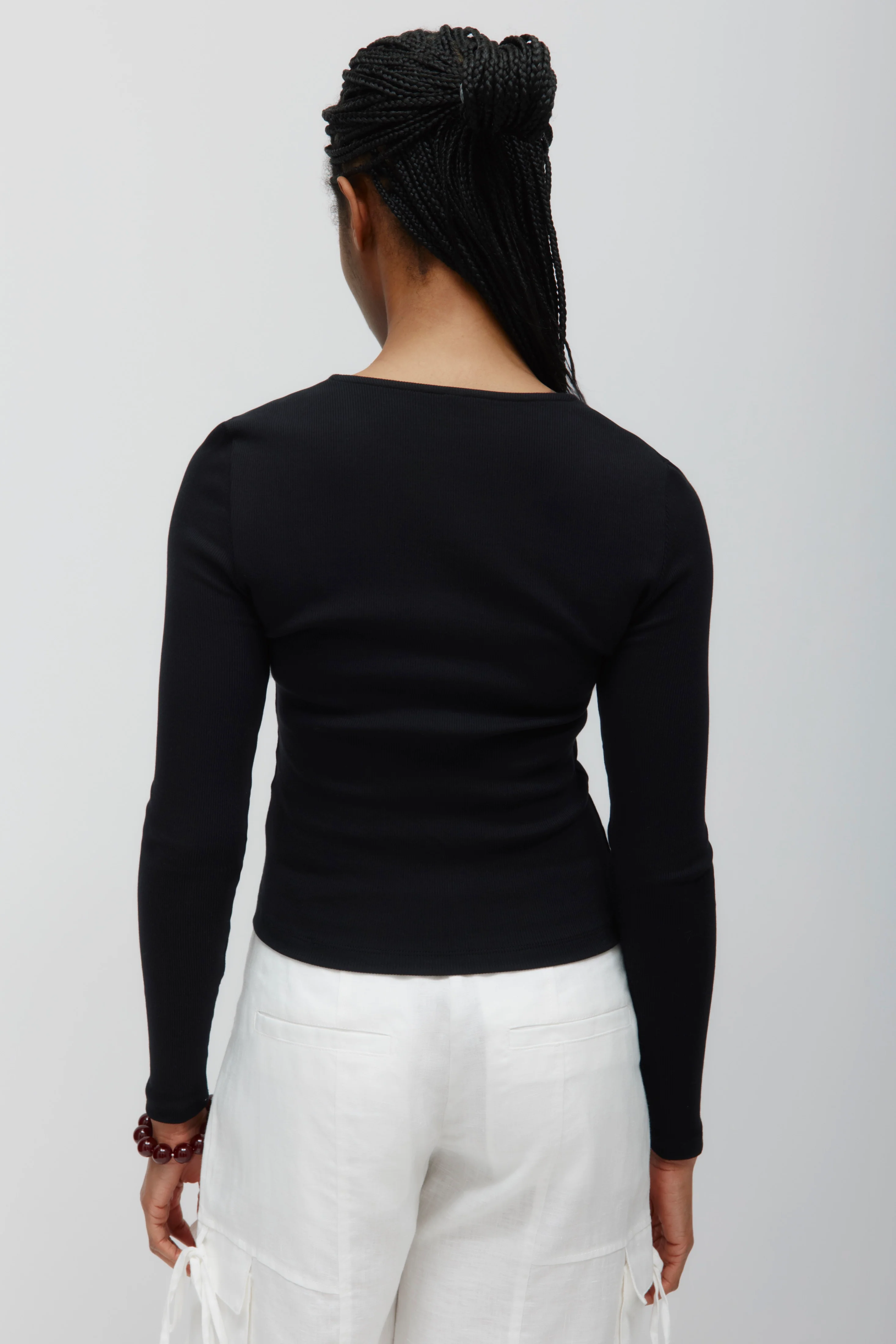 Women's Crew Neck Cardigan in Black - Image 4