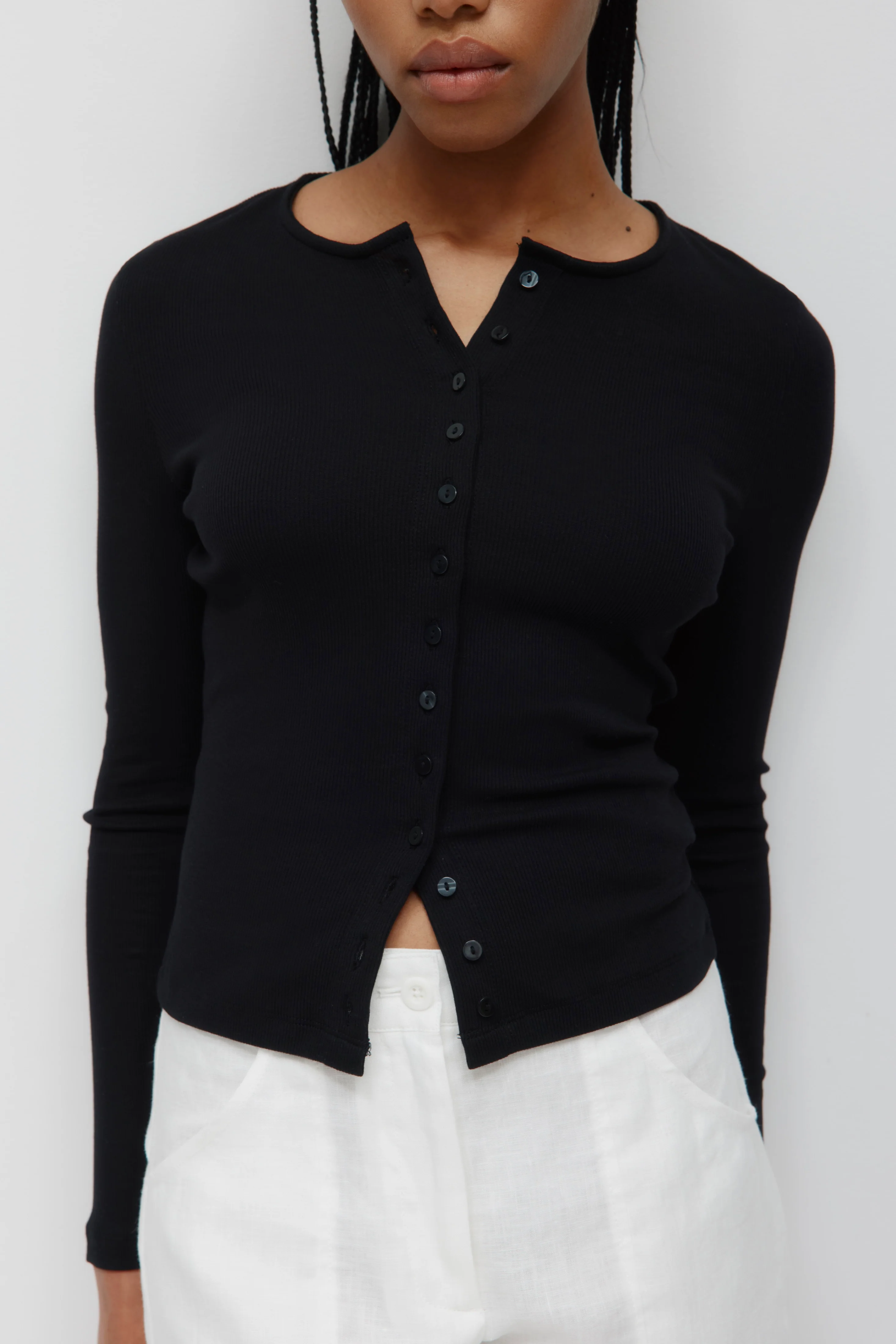 Women's Crew Neck Cardigan in Black - Image 5