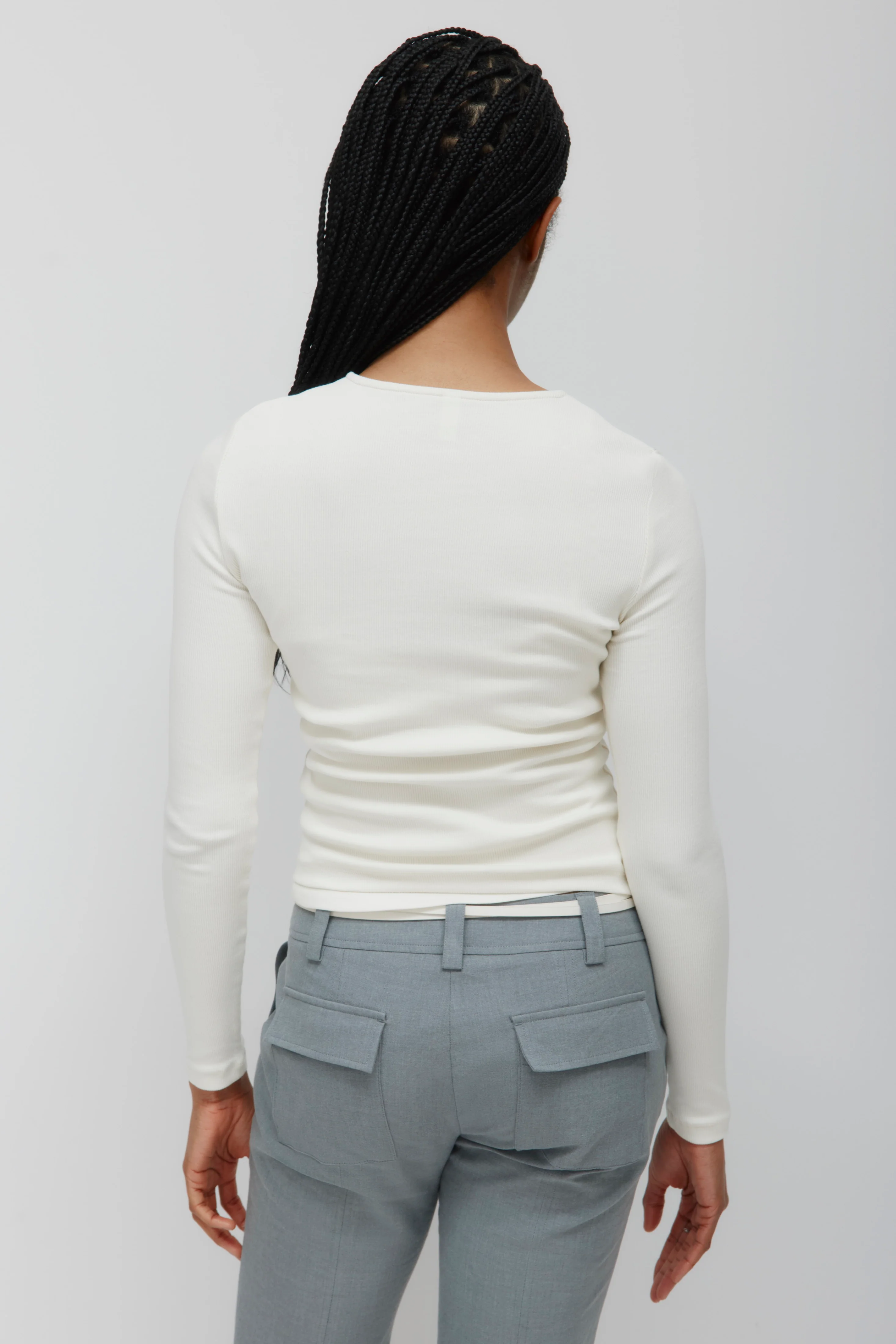Women's Crew Neck Cardigan in Marshmallow - Image 4
