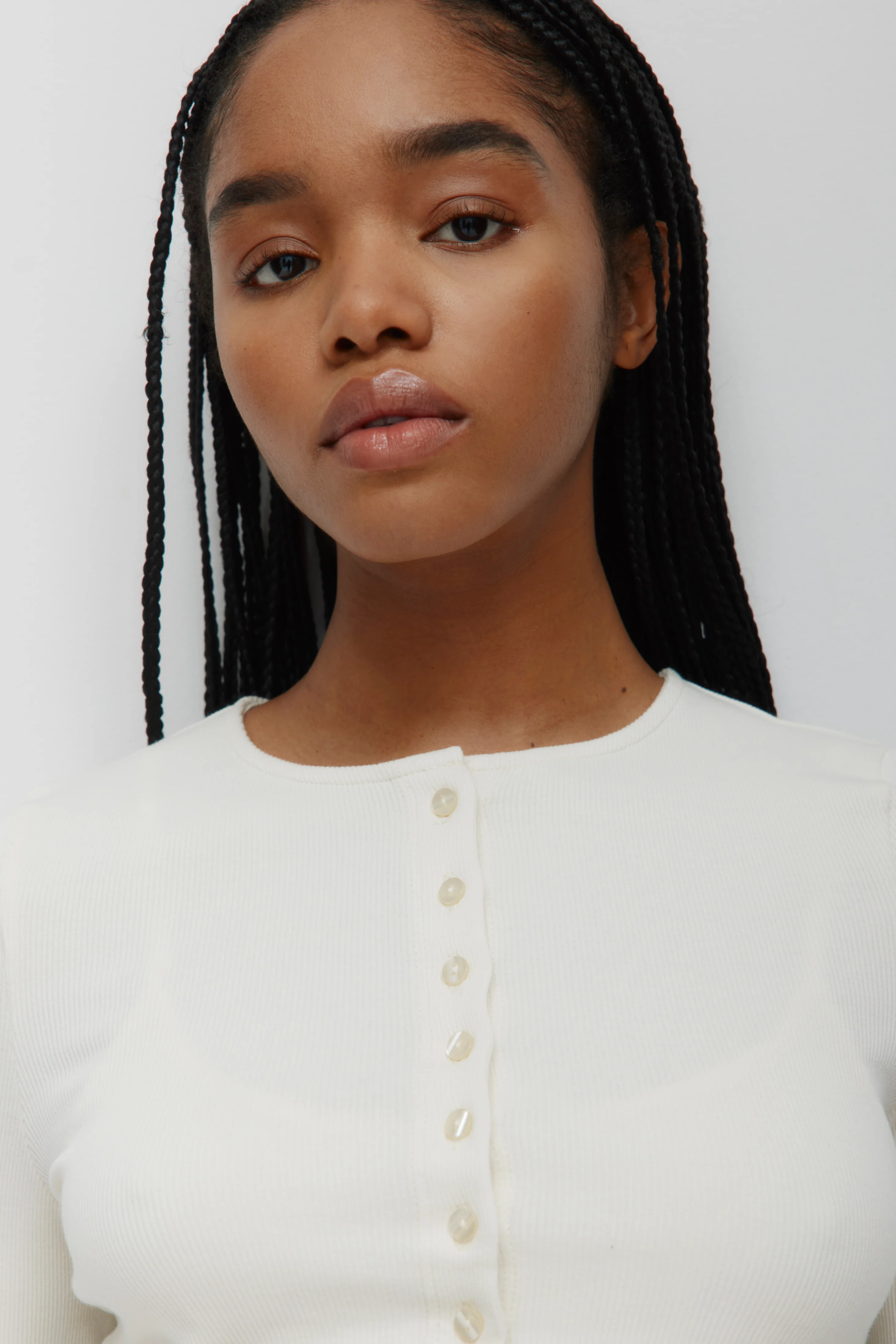 Women's Crew Neck Cardigan in Marshmallow - Image 5