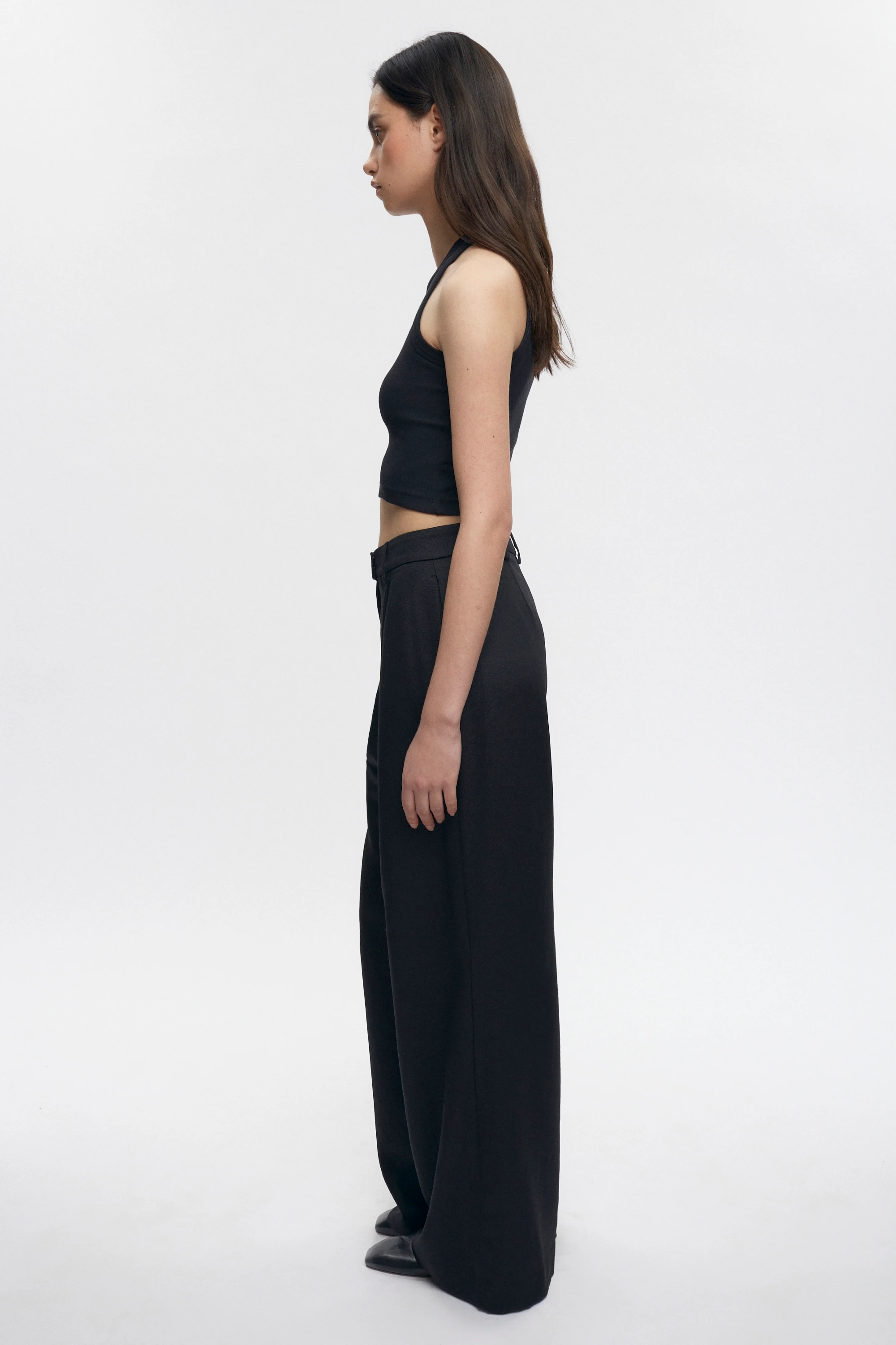 Women's Crop Racer Tank in Black - Image 5