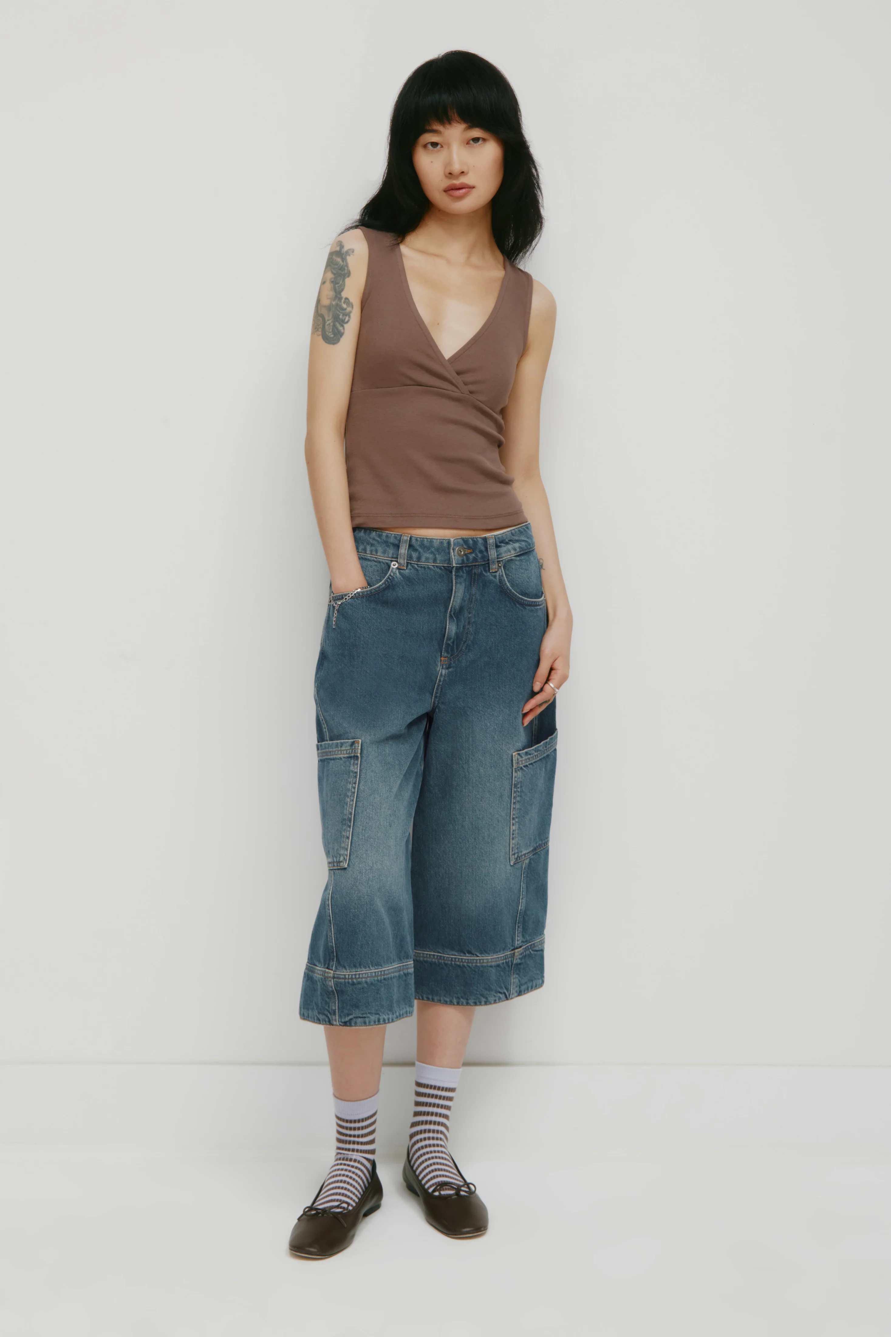 Women's Crossover Tank in Bark - Image 2